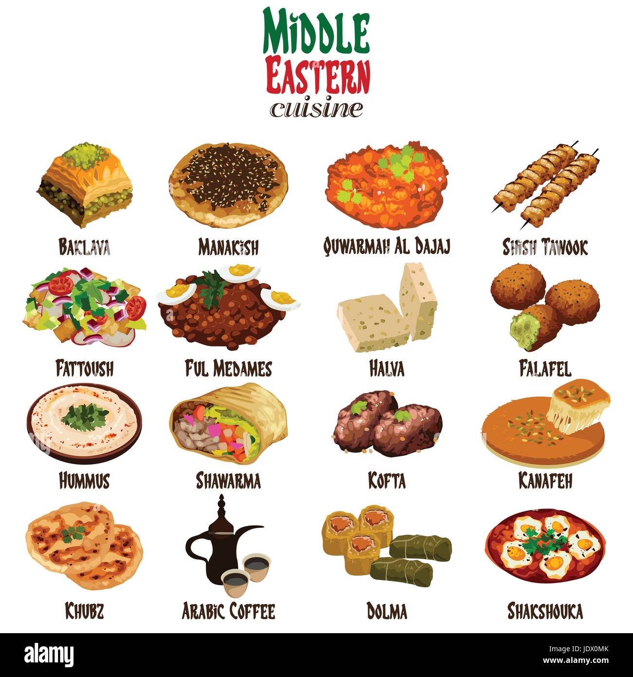 Un vettore illustrazione della cucina medio orientale Illustrazione Vettoriale