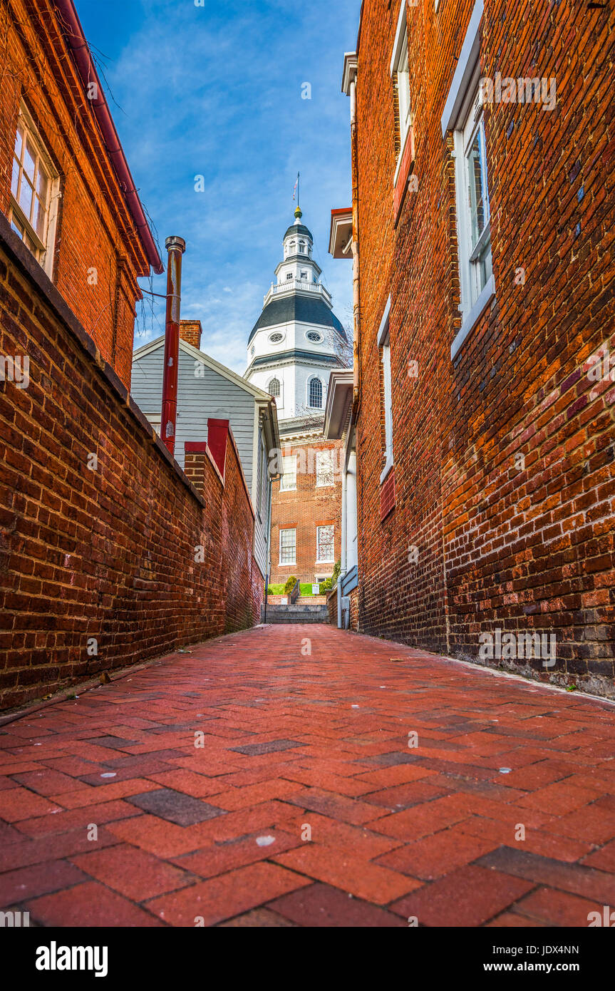 Annapolis, Maryland, Stati Uniti d'America vista del Maryland State House. Foto Stock