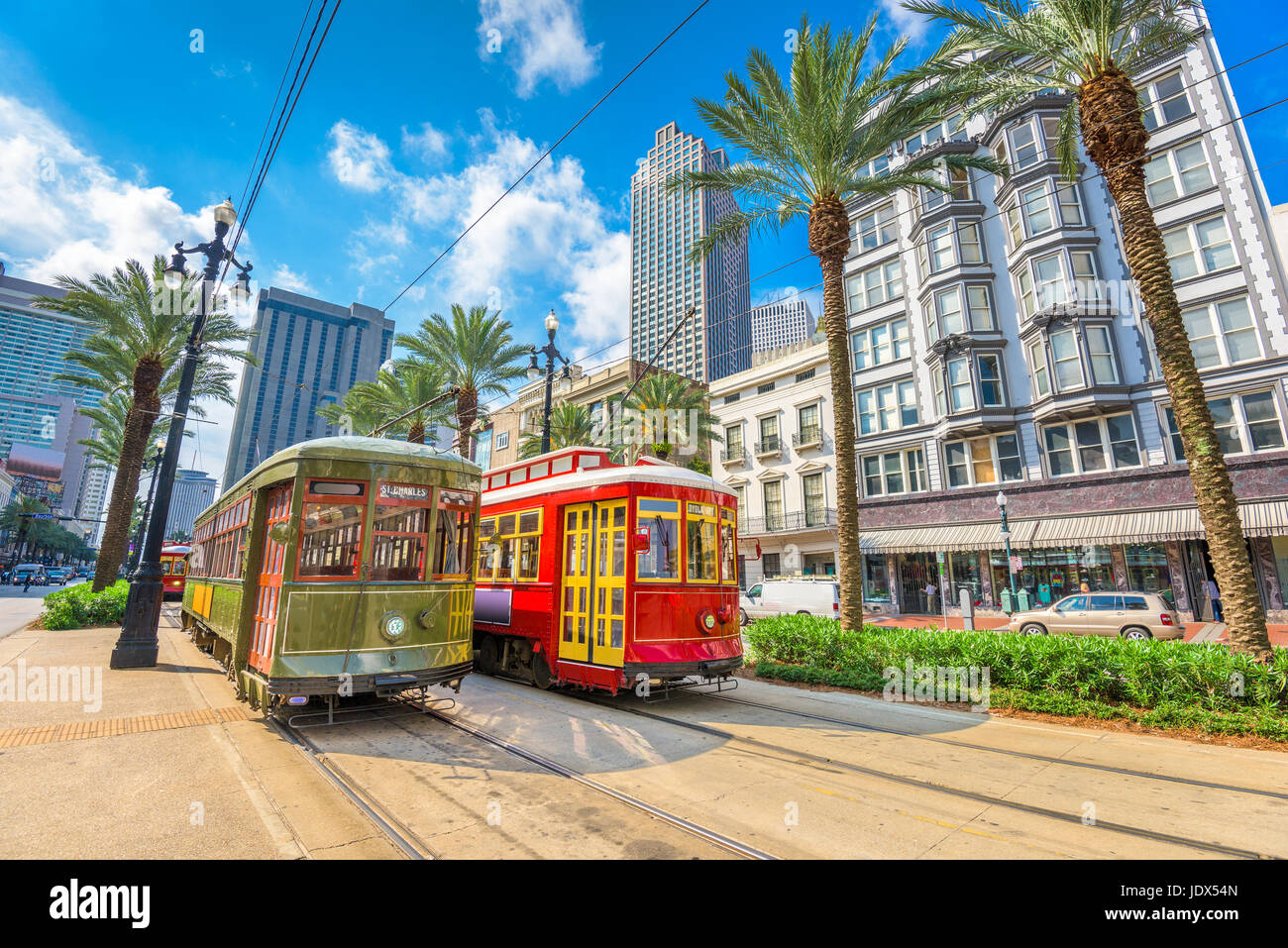 New Orleans in Louisiana, USA street cars. Foto Stock