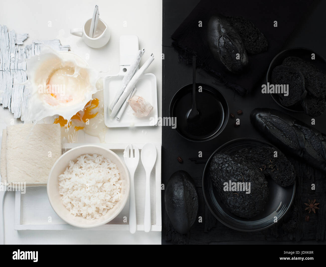 Arte del cibo per lo styling in bianco e nero e a colori Foto Stock