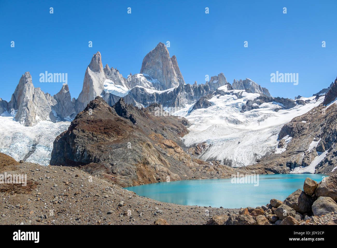 Il monte Fitz Roy e Laguna de los Tres in Patagonia - El Chalten, Argentina Foto Stock