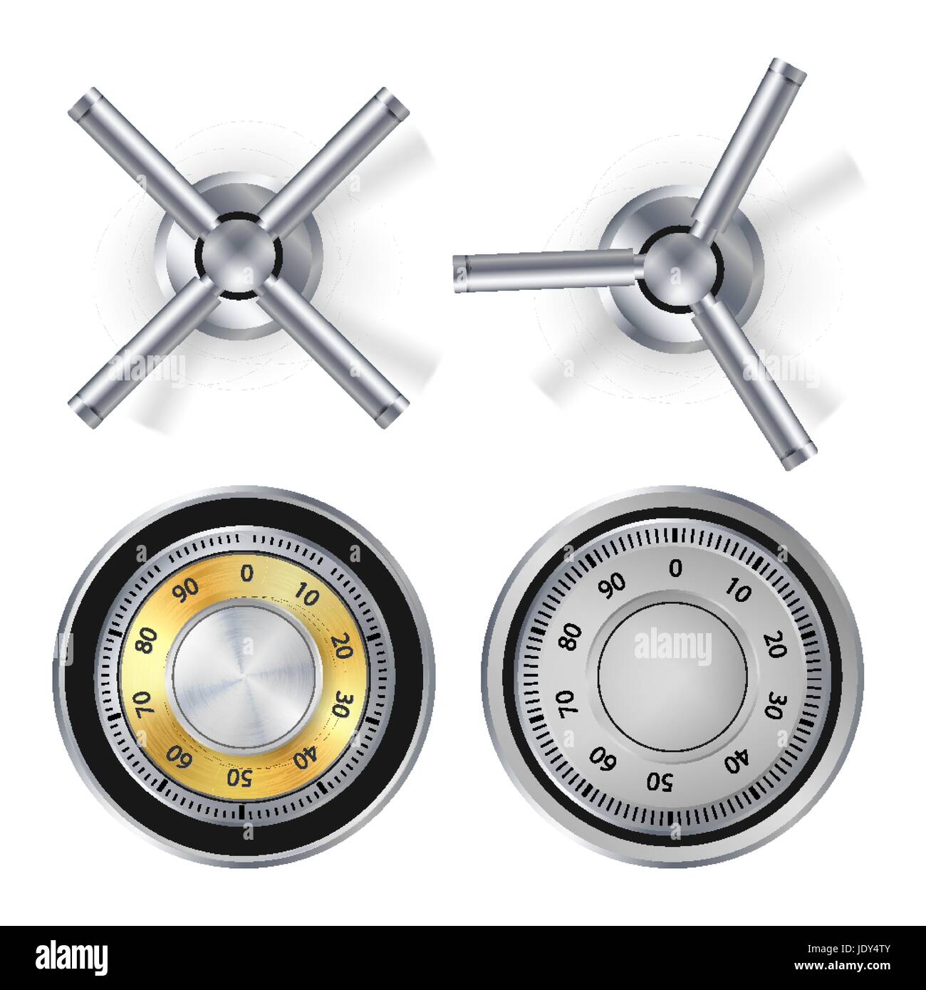 Metallo serratura a combinazione vettore isolato. Illustrazione realistica. Per illustrazione di sicurezza. Concetto di sicurezza. Metallo Acciaio serratura per la sicurezza e la privacy. Pr Illustrazione Vettoriale