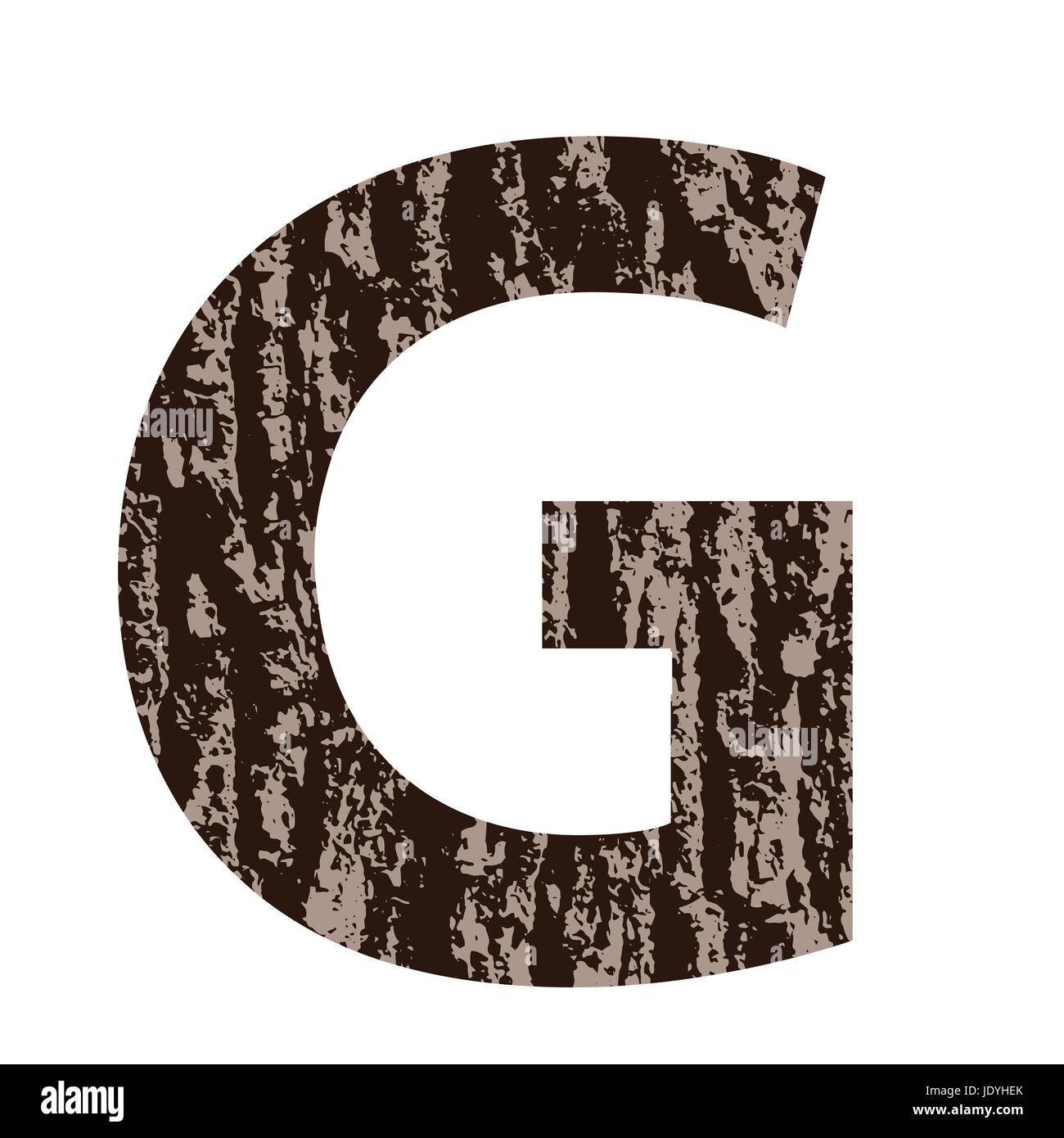 Illustrazione colorata con la lettera G costituito da corteccia di quercia  su sfondo bianco Foto stock - Alamy