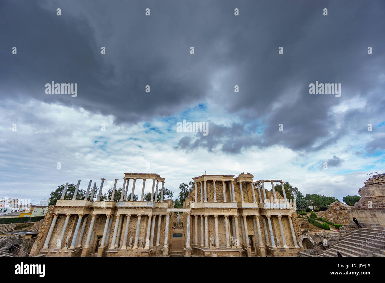 Il teatro romano boccascena di Merida, ultra ampio angolo di visualizzazione Foto Stock