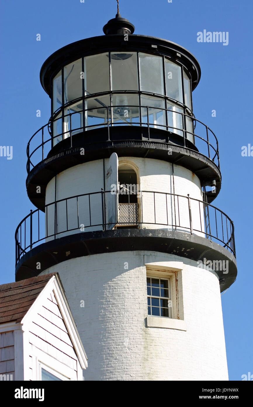 Close-up di Highland Light Stazione (formerly Cape Cod luce), North Truro, Massachusetts (1857) Foto Stock