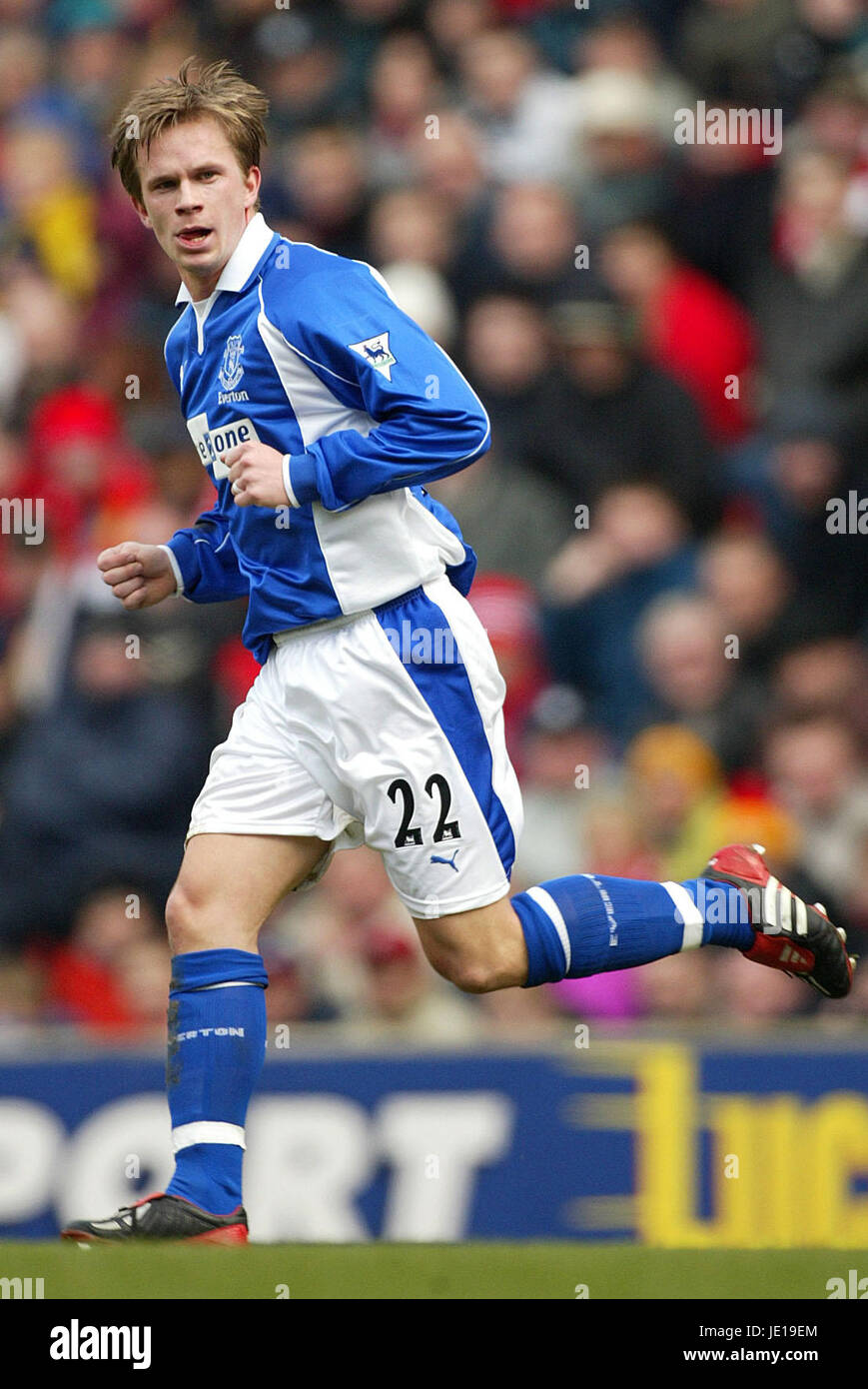 TOBIAS LINDEROTH Everton FC LIVERPOOL ANFIELD 23 Febbraio 2002 Foto Stock