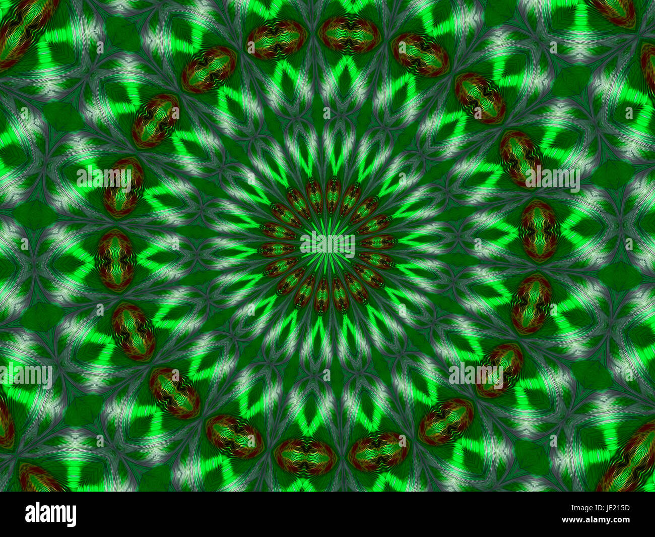 Stella verde Caleidoscopio Mandala Foto Stock