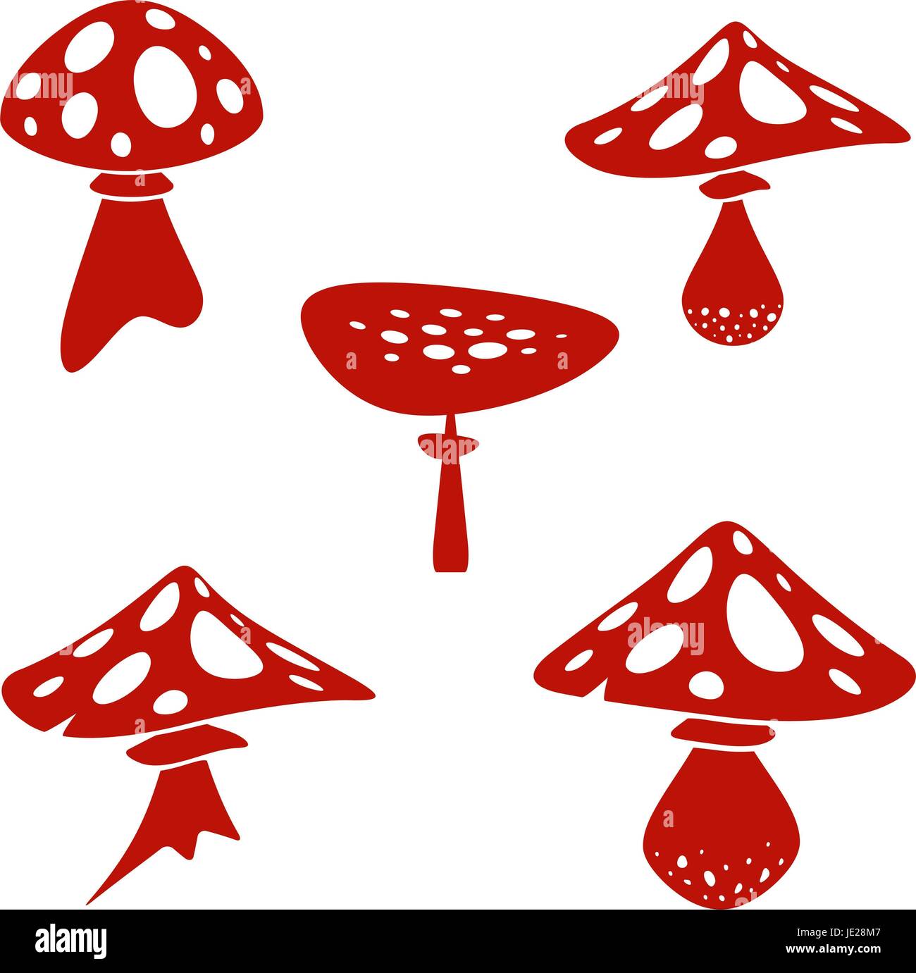 Amanita. Stilizzata immagini vettoriali su sfondo bianco Foto Stock