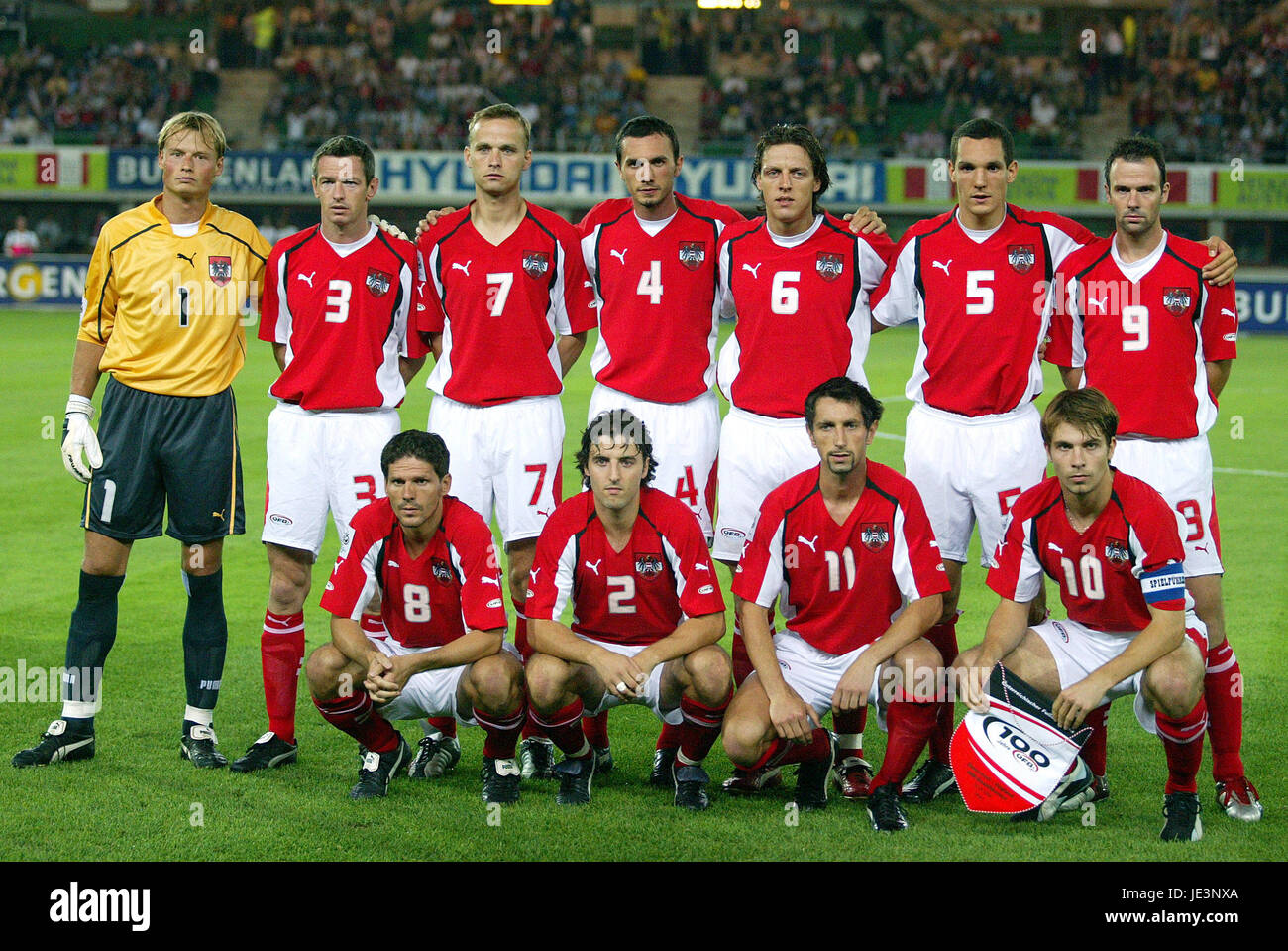 Il team austriaco Austria squadra nazionale di Ernst Happel STADIUM DI VIENNA Austria 28 Agosto 2004 Foto Stock