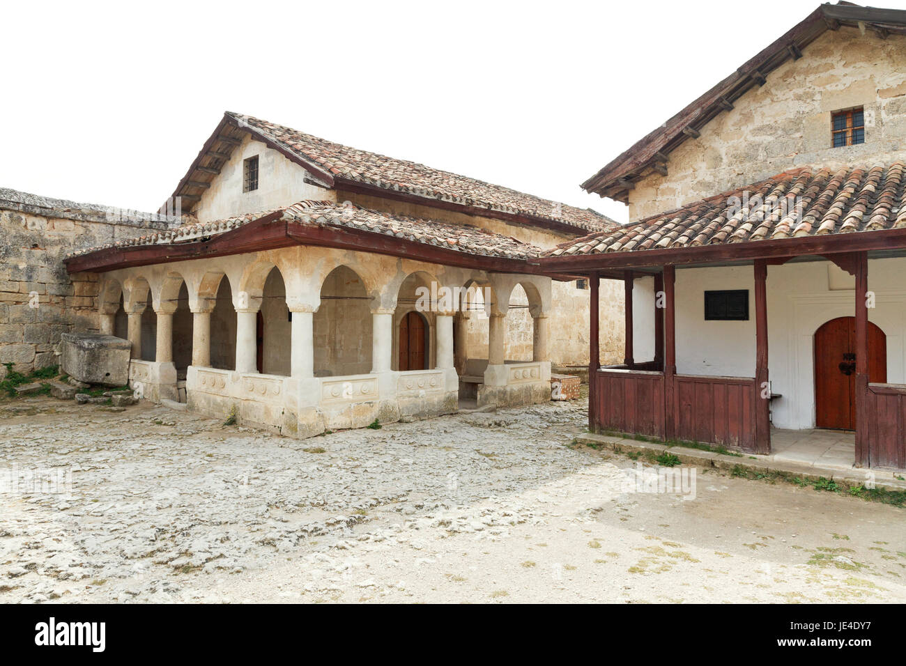 Kenesa (Sinagoga) - Karaite vecchia casa di preghiera in chufut-kale town, Crimea Foto Stock