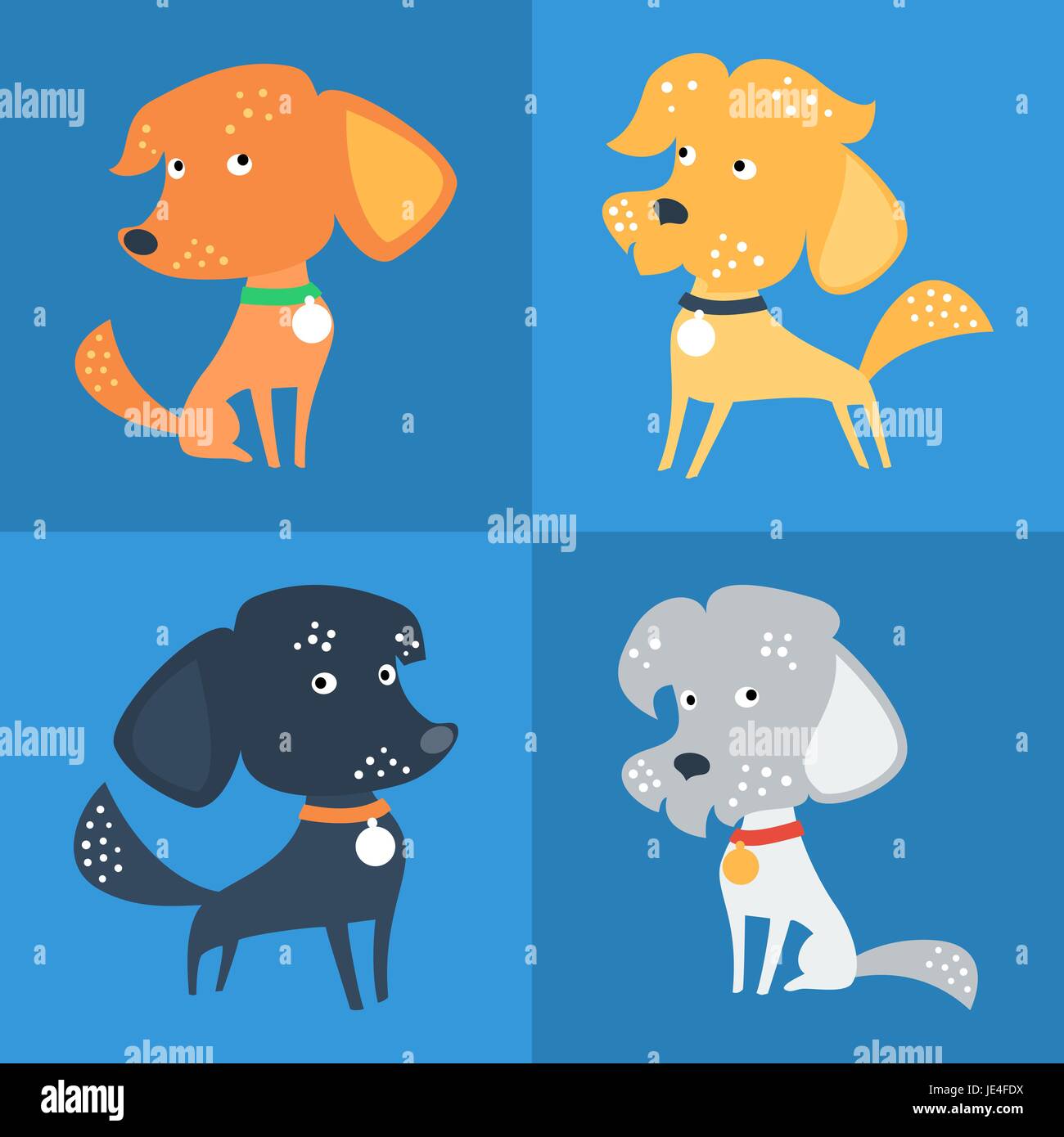 Set di vettore di divertenti di razza mista o mongrel dog Illustrazione Vettoriale
