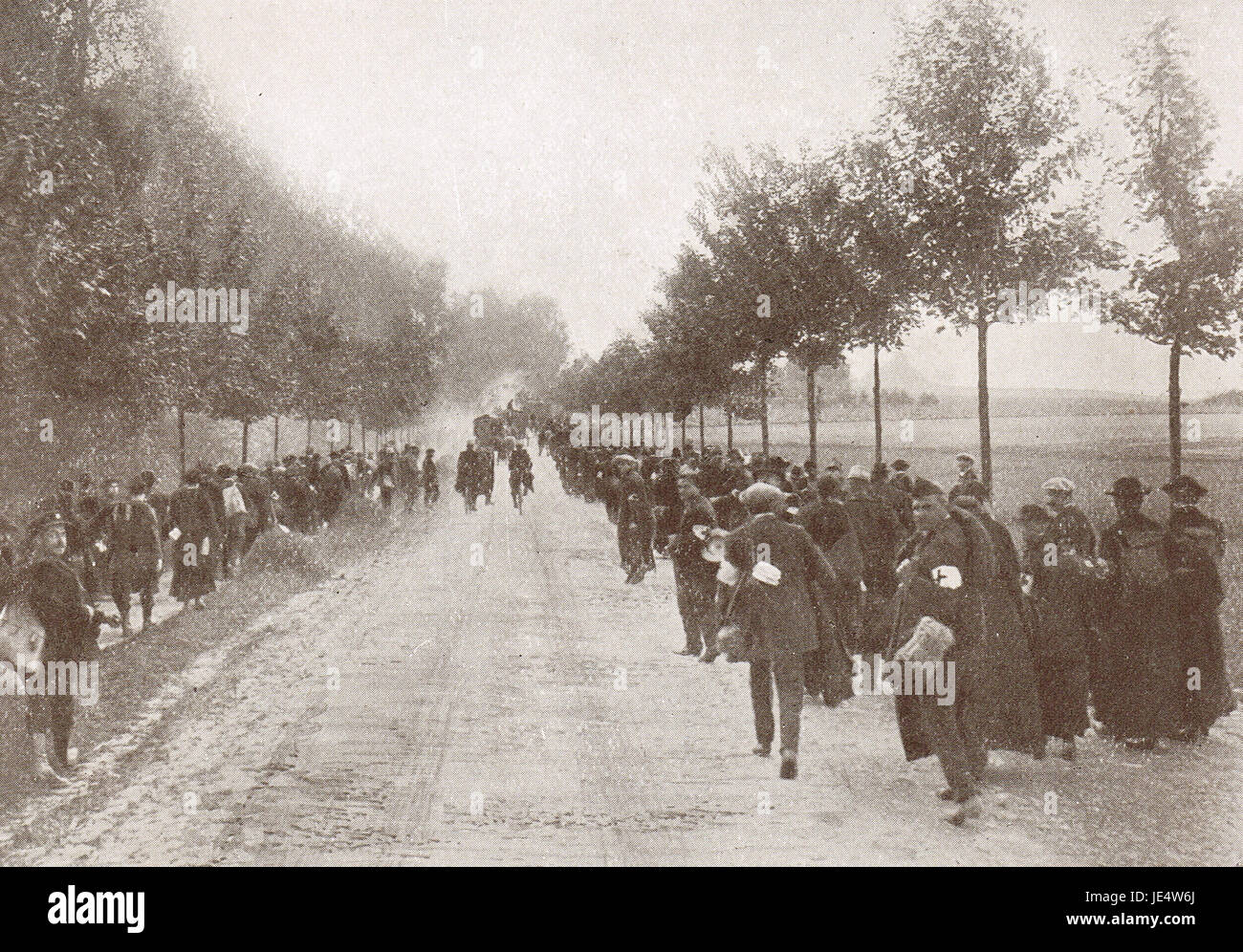 Belgi in fuga Termonde (Dendermonde) nel 1914 Foto Stock