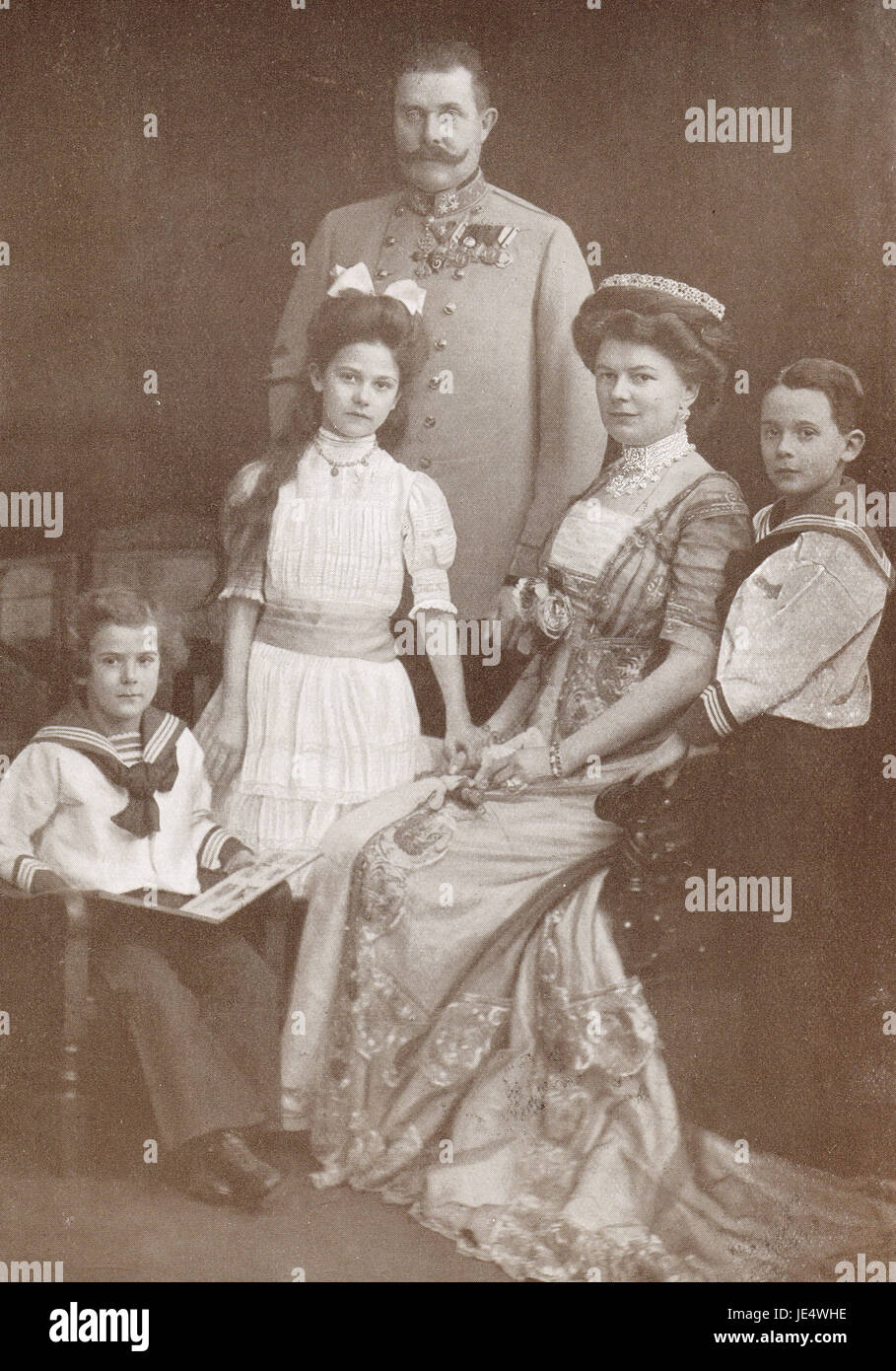 Arciduca Francesco Ferdinando di Austria e famiglia 1914 Foto Stock