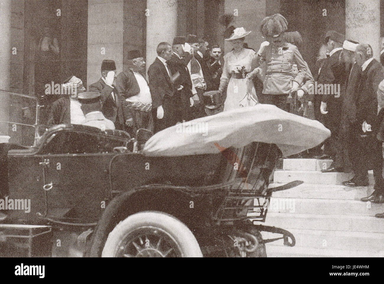 Franz Ferdinand lasciare Sarajevo municipio 1914 Foto Stock