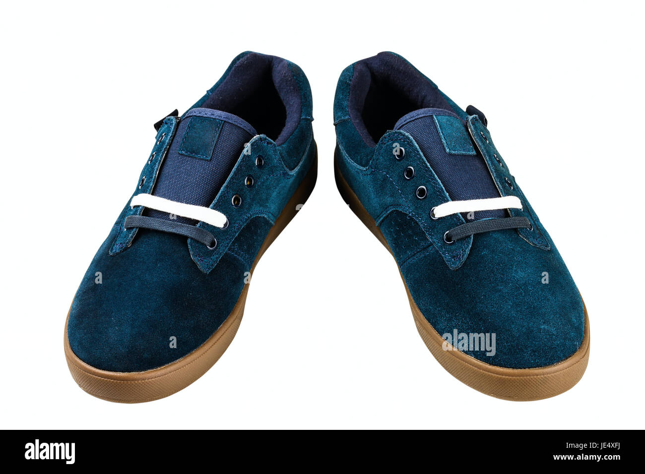 Blu scuro uomo in velluto di scarpa su sfondo bianco Foto Stock