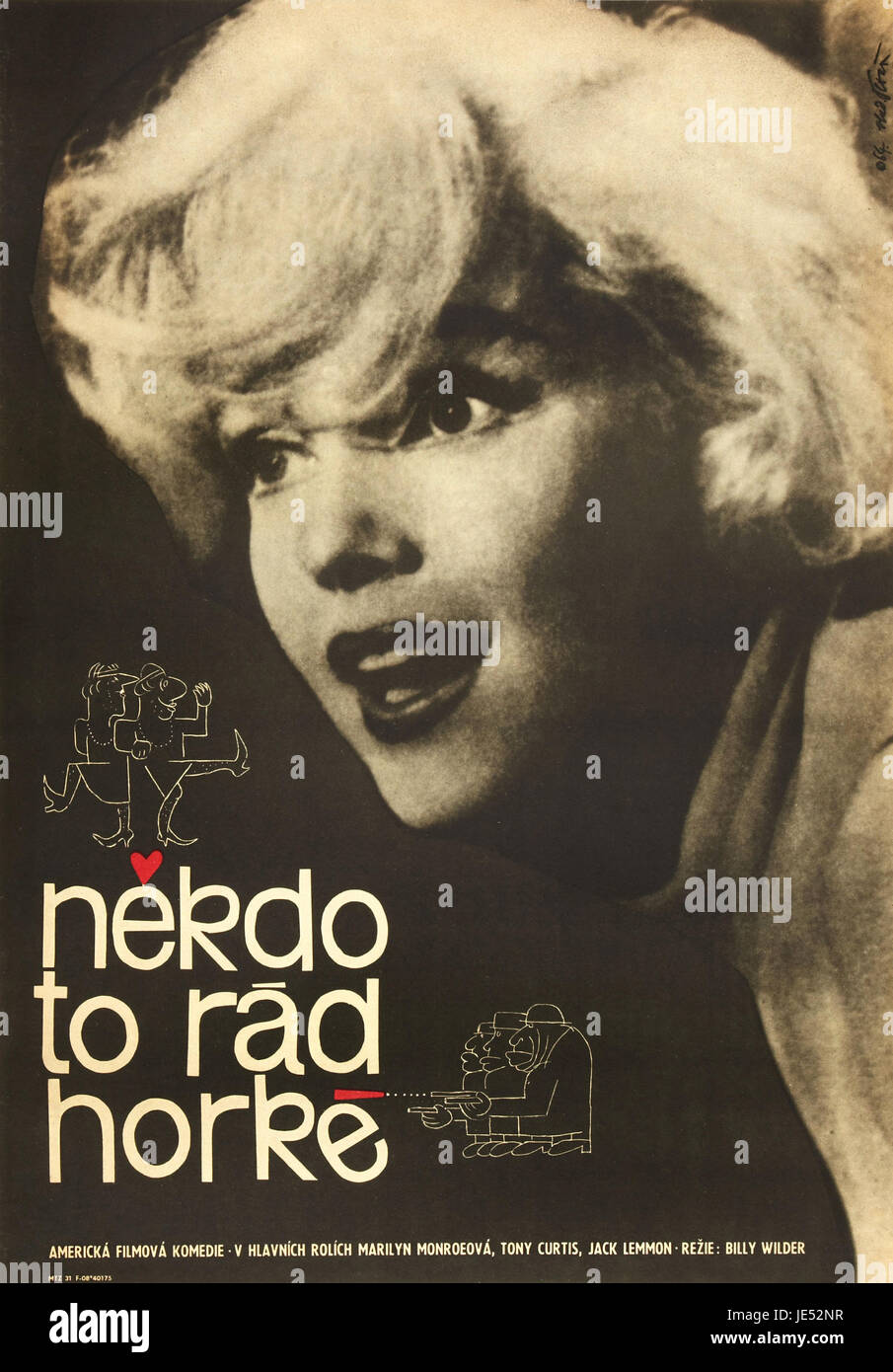 A qualcuno piace caldo. Originale film cecoslovacco poster per american film commedia di Billy Wilder da 1959, con Marylin Monroe. Foto Stock