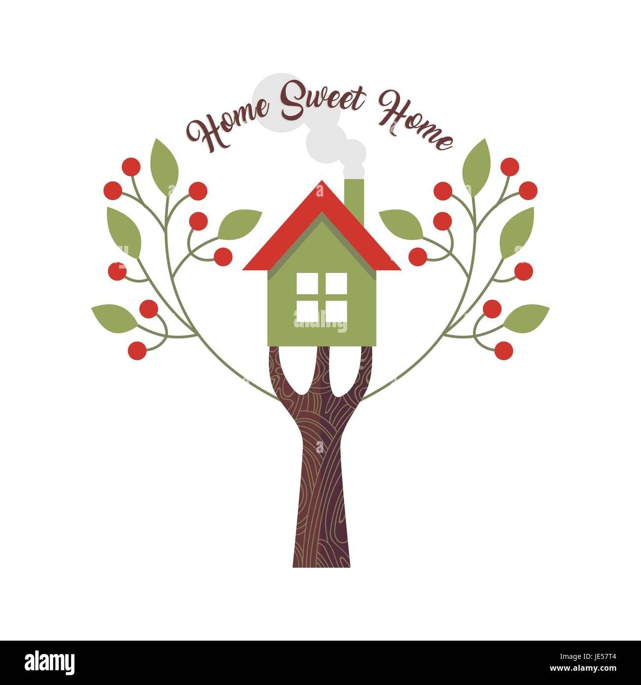 Home sweet home amore preventivo con design concept illustrazione della casa e albero. EPS10 vettore. Illustrazione Vettoriale