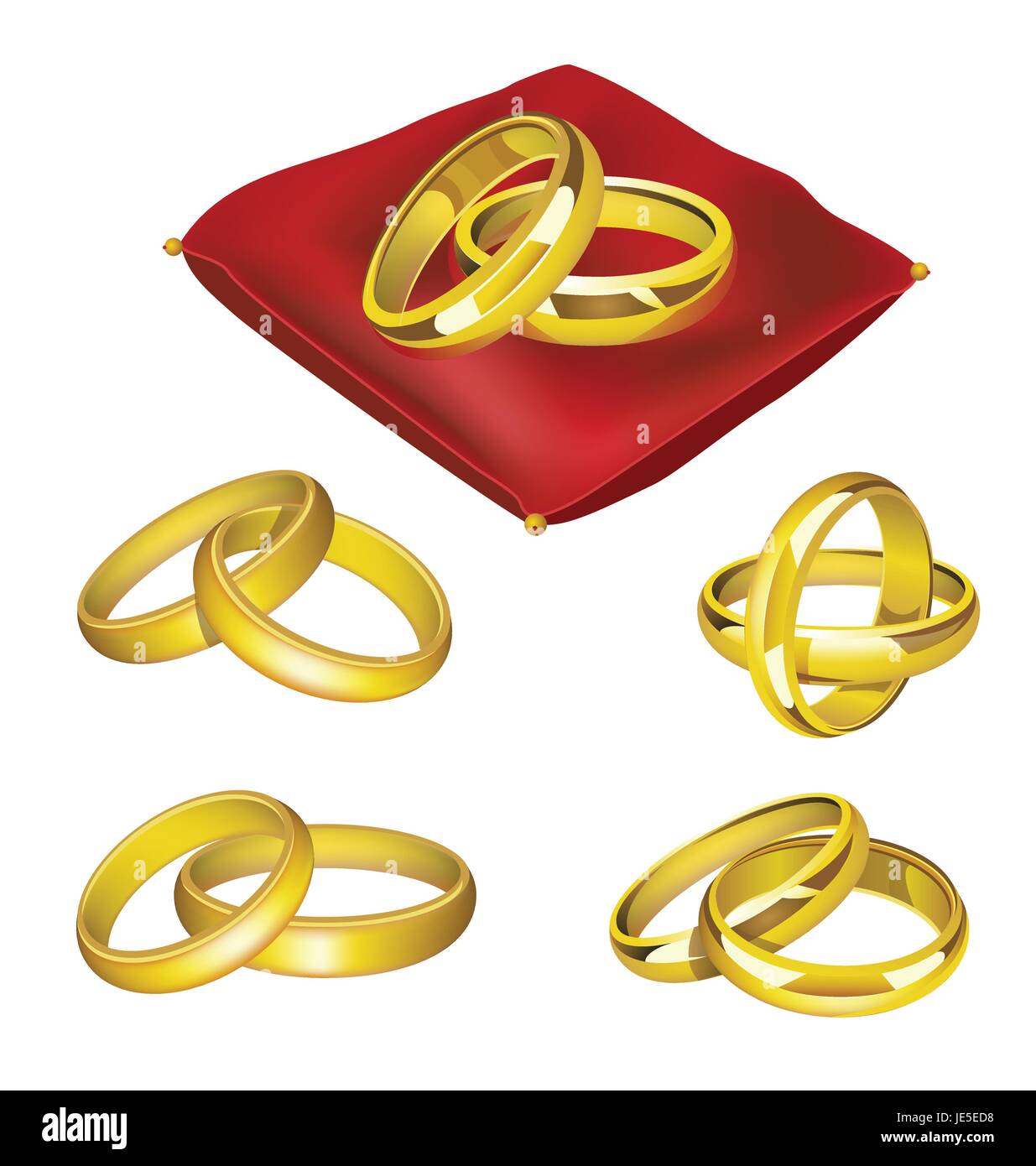 Gli anelli di nozze - vettore realistica insieme di oggetti Illustrazione Vettoriale