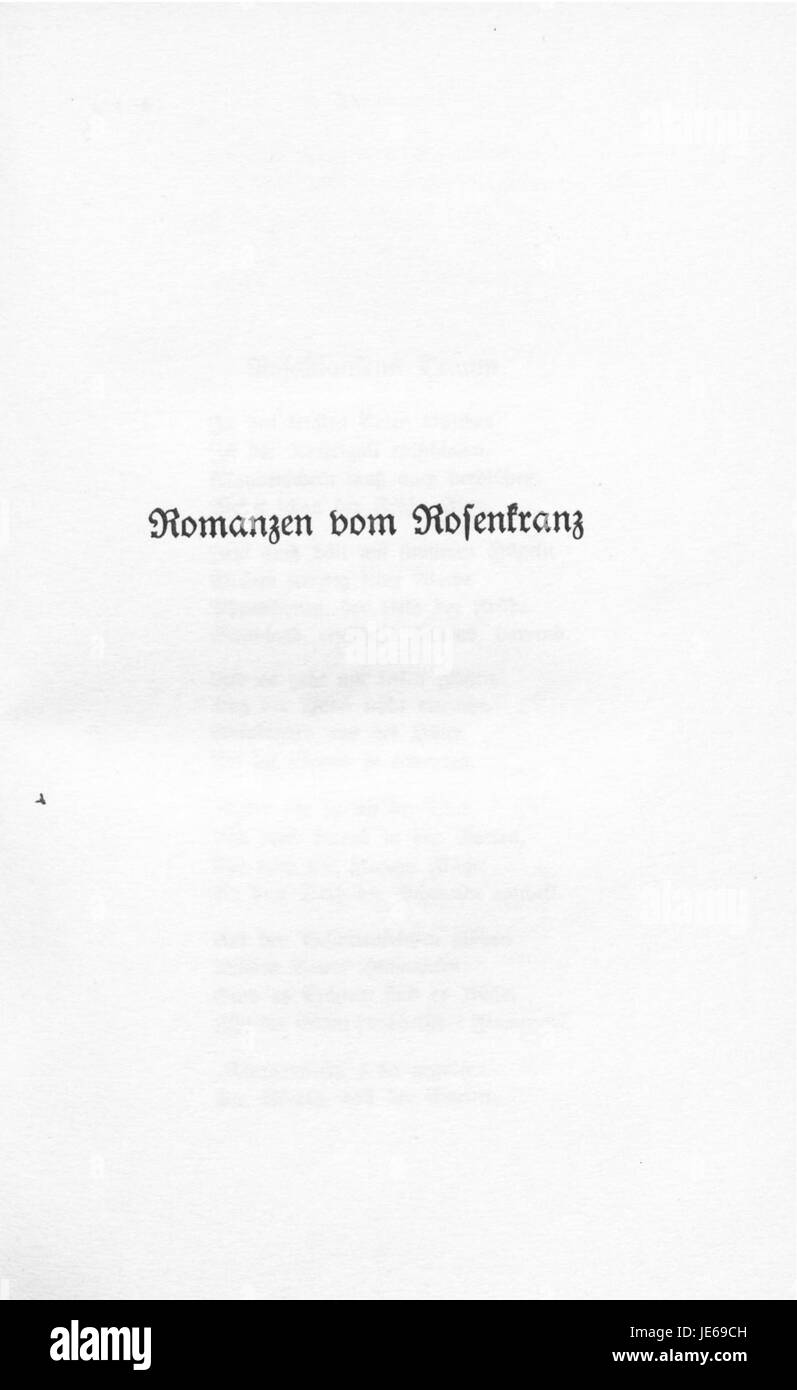Questa opera, *Romanzen vom Rosenkranz*, di Clemens Brentano, è una raccolta di ballate romantiche ispirate ai temi dell'amore, della spiritualità e della devozione. Il libro mette in mostra l'abilità lirica di Brentano e la sua esplorazione di temi emotivi e religiosi nella letteratura tedesca. Foto Stock