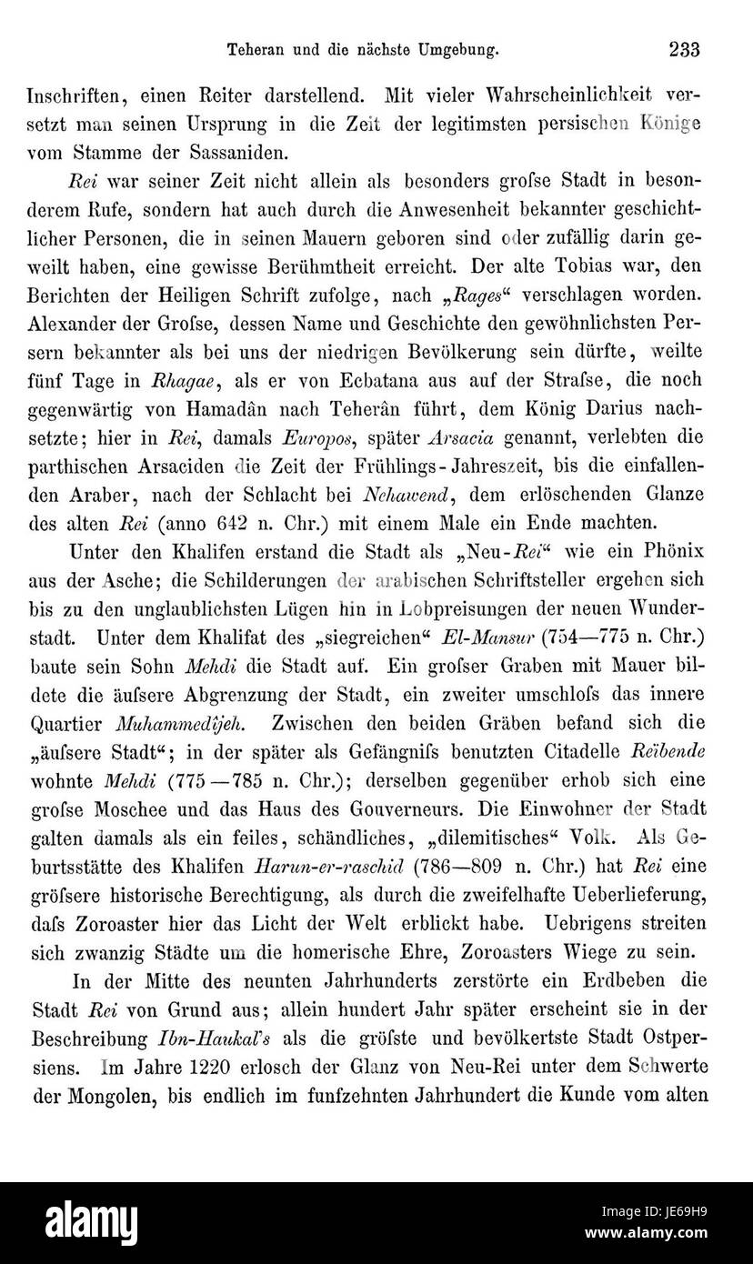 Questo lavoro, da 'Brugsch Reise nach Persien' (viaggio in Persia), volume i, pagina 255, documenta un resoconto di una spedizione in Persia. Il resoconto di viaggio di Brugsch fornisce informazioni sulle caratteristiche storiche, culturali e geografiche della Persia, e il lavoro è significativo per comprendere l'esplorazione e gli scambi culturali del XIX secolo. Foto Stock