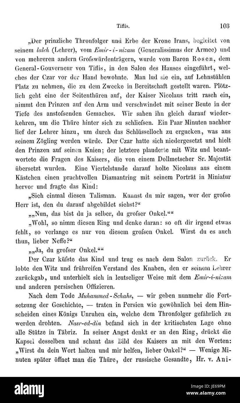 Questo è il primo volume di un diario di viaggio di Brugsch che descrive il suo viaggio in Persia (Iran moderno). Il libro offre un resoconto dettagliato delle osservazioni e delle esperienze incontrate durante il viaggio. Foto Stock