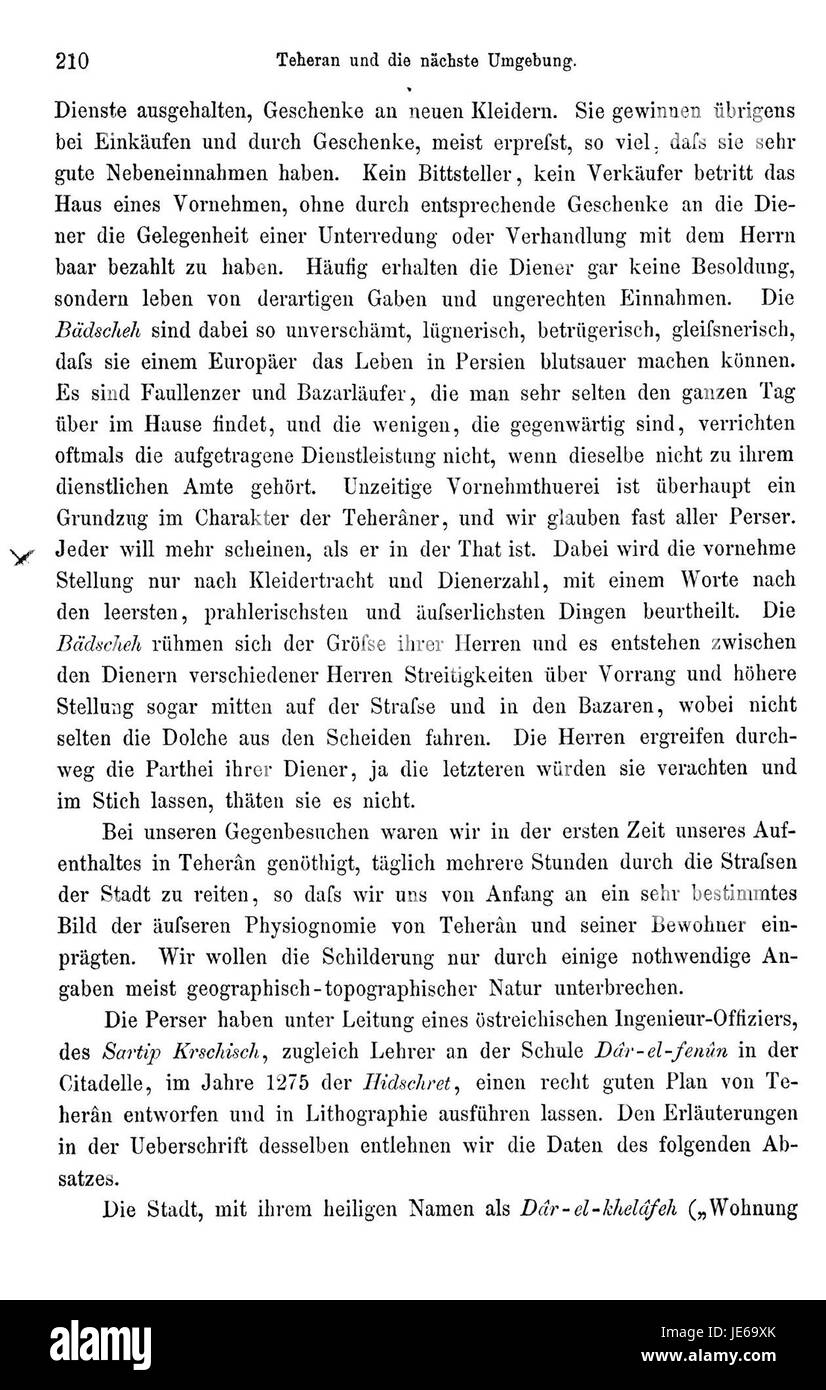 "Brugsch Reise nach Persien" è un racconto di viaggio dell'egittologo tedesco Heinrich Brugsch, che descrive il suo viaggio in Persia. Questa voce fornisce informazioni sulle osservazioni storiche e culturali fatte durante il viaggio. Foto Stock
