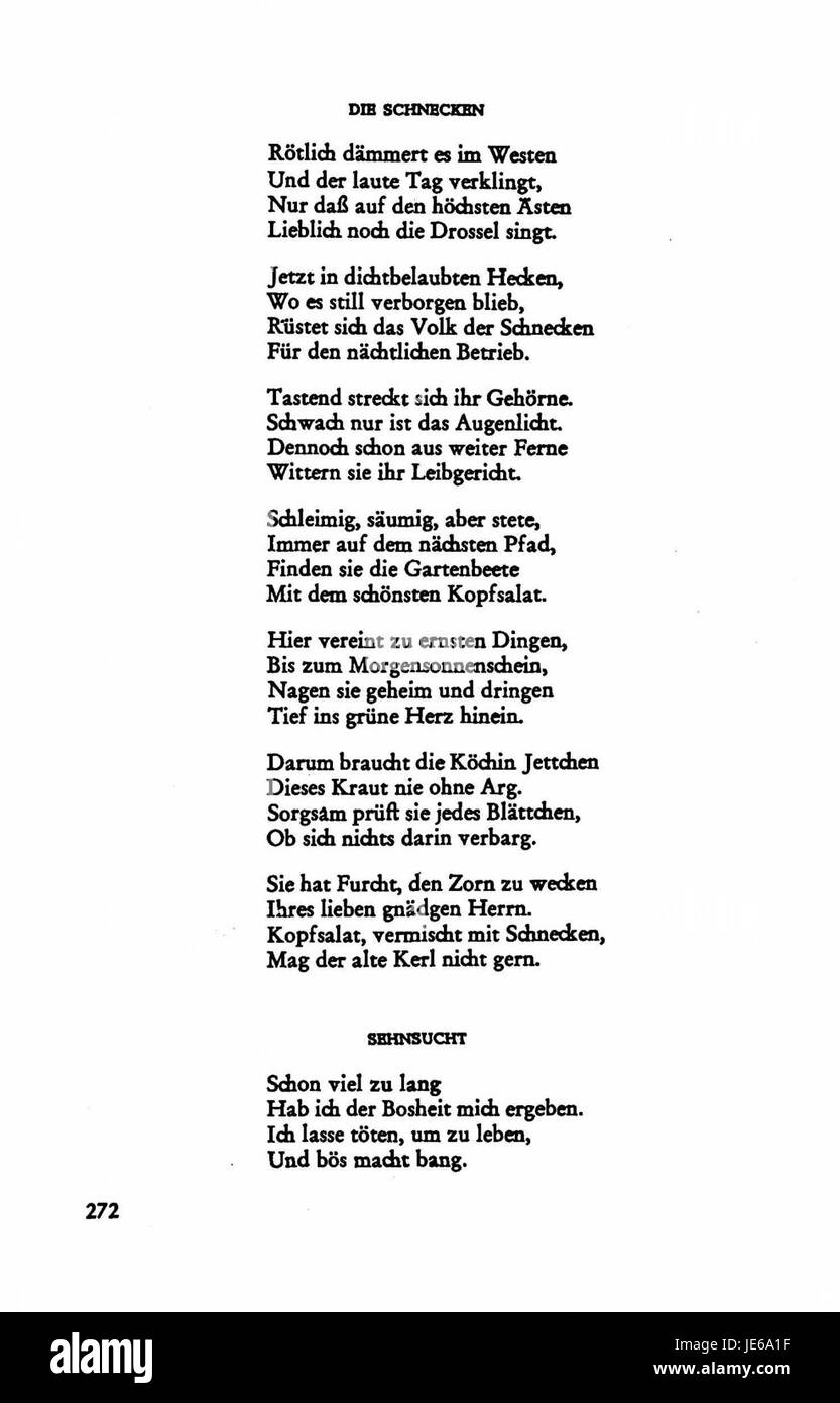 Un riferimento a una pagina (270) di "Busch Werke" (una raccolta di opere dello scrittore tedesco Wilhelm Busch), noto per le sue illustrazioni satiriche e umoristiche e poesie. Foto Stock