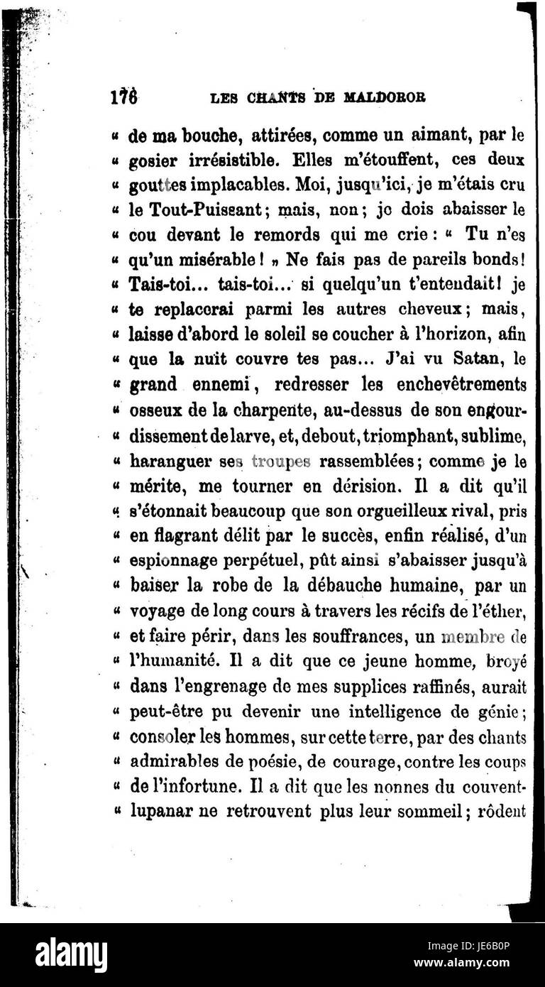 Chants de Maldoror è un'opera letteraria surreale e d'avanguardia del conte di Lautréamont. L'opera è nota per le sue immagini scure e inquietanti, sfidando le idee convenzionali di arte e letteratura, spesso descritta come un precursore del surrealismo. Foto Stock