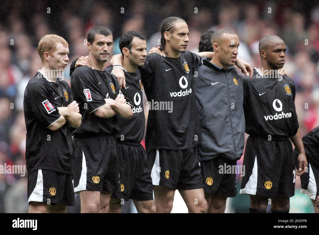 Il MANCHESTER UNITED GIOCATORI ARSENAL V MANCHESTER UNITED Millennium Stadium Cardiff Galles 21 Maggio 2005 Foto Stock