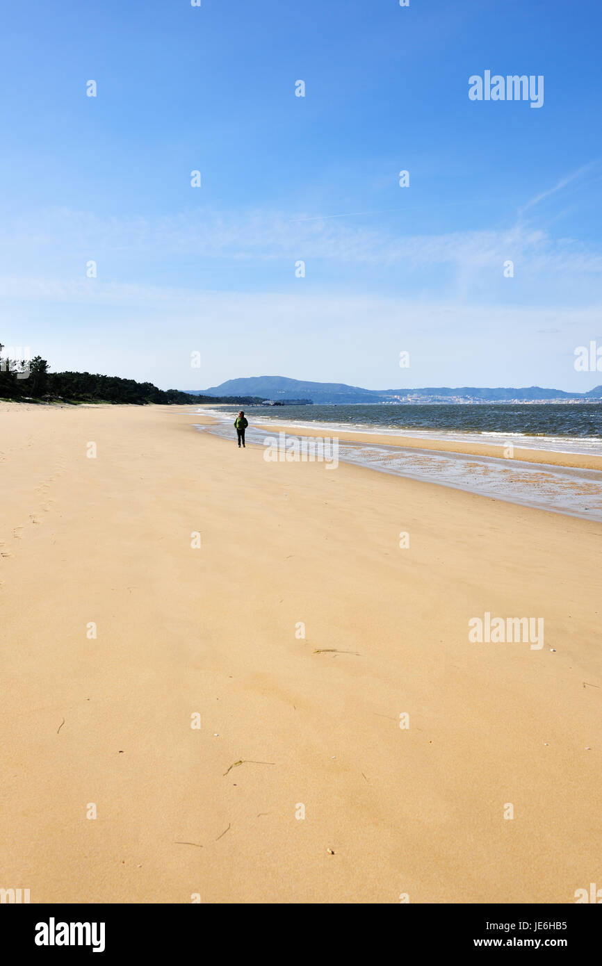 Camminando lungo il fiume Sado nella penisola di Troia. Portogallo Foto Stock