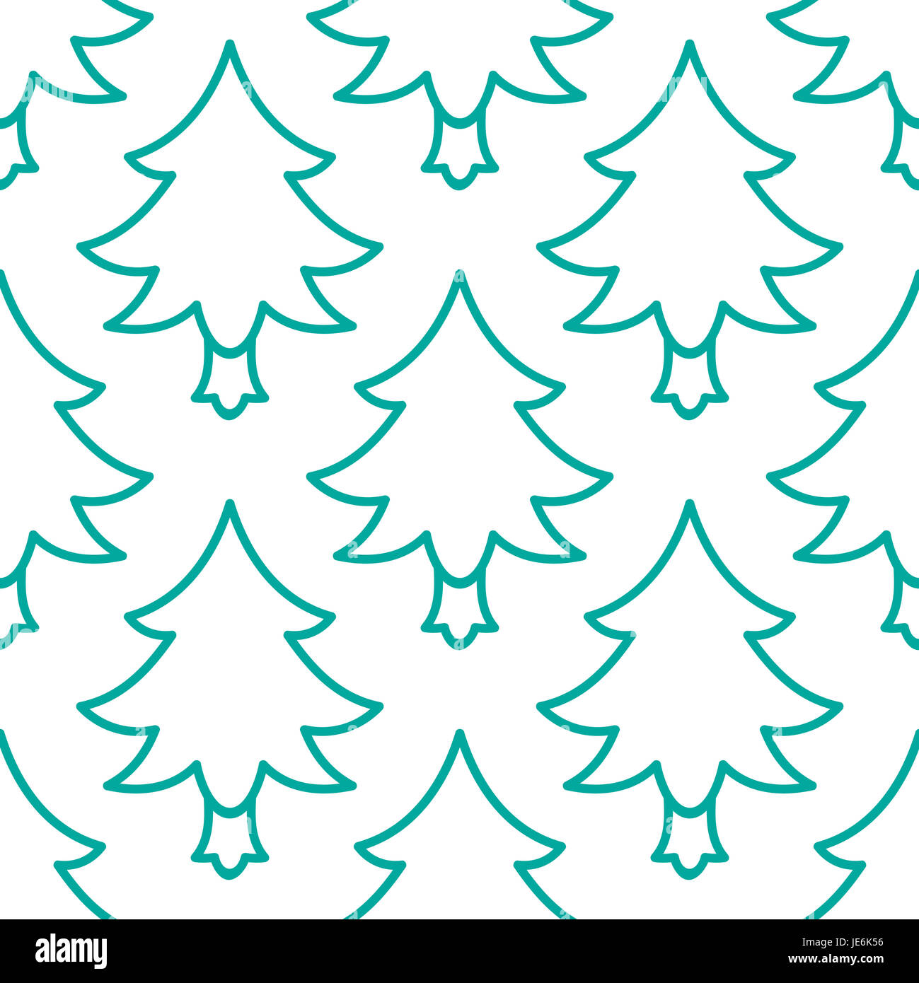 Doodle albero di Natale seamless pattern. disegnati a mano elemento di design per il biglietto di auguri, tessuto, carta di avvolgimento. Linea verde piastrellabile su sfondo bianco Foto Stock