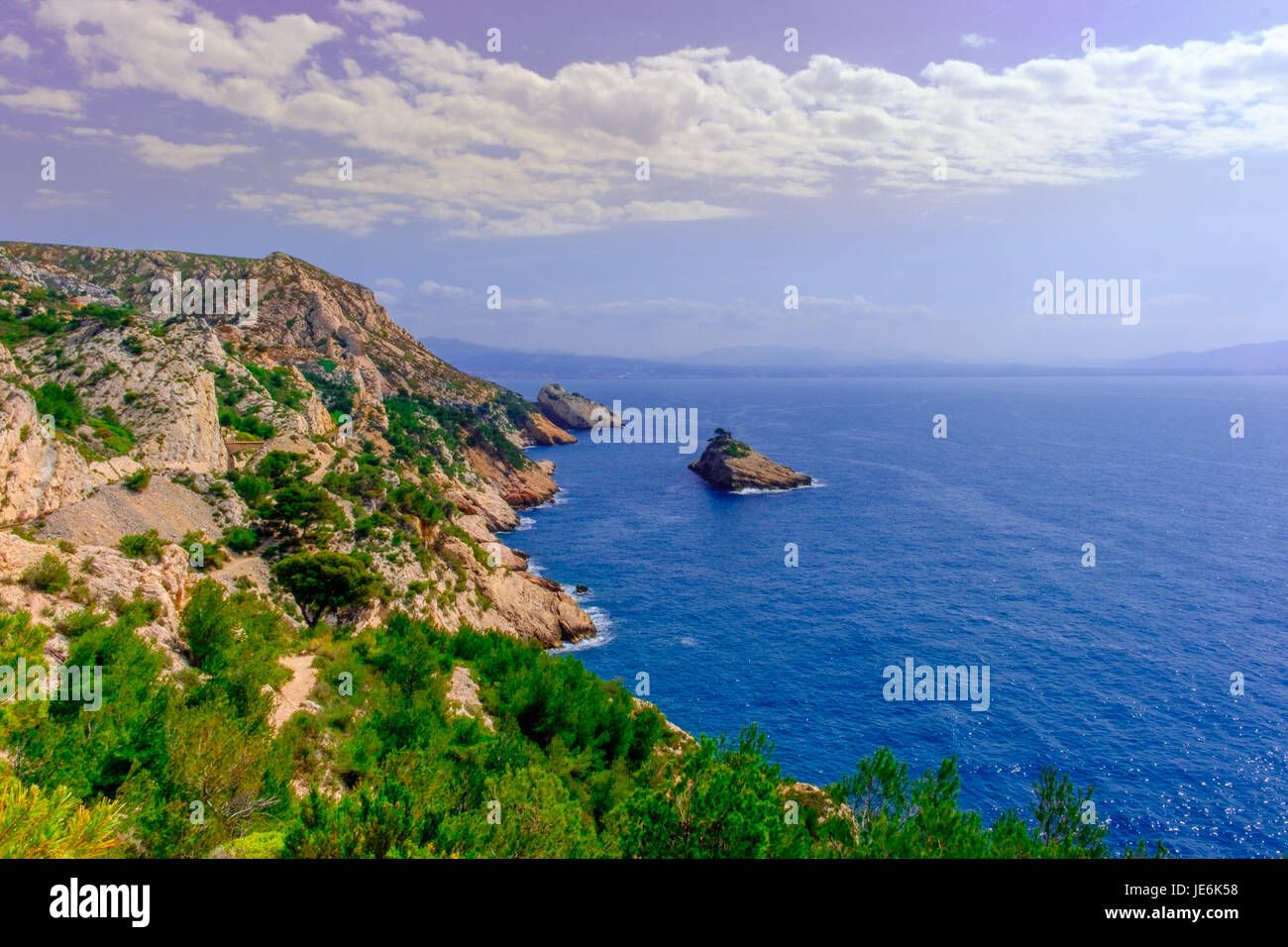 La parte della montagna Estaque "la Cote Bleue" sul Mar Mediterraneo, Provenza, Francia Foto Stock