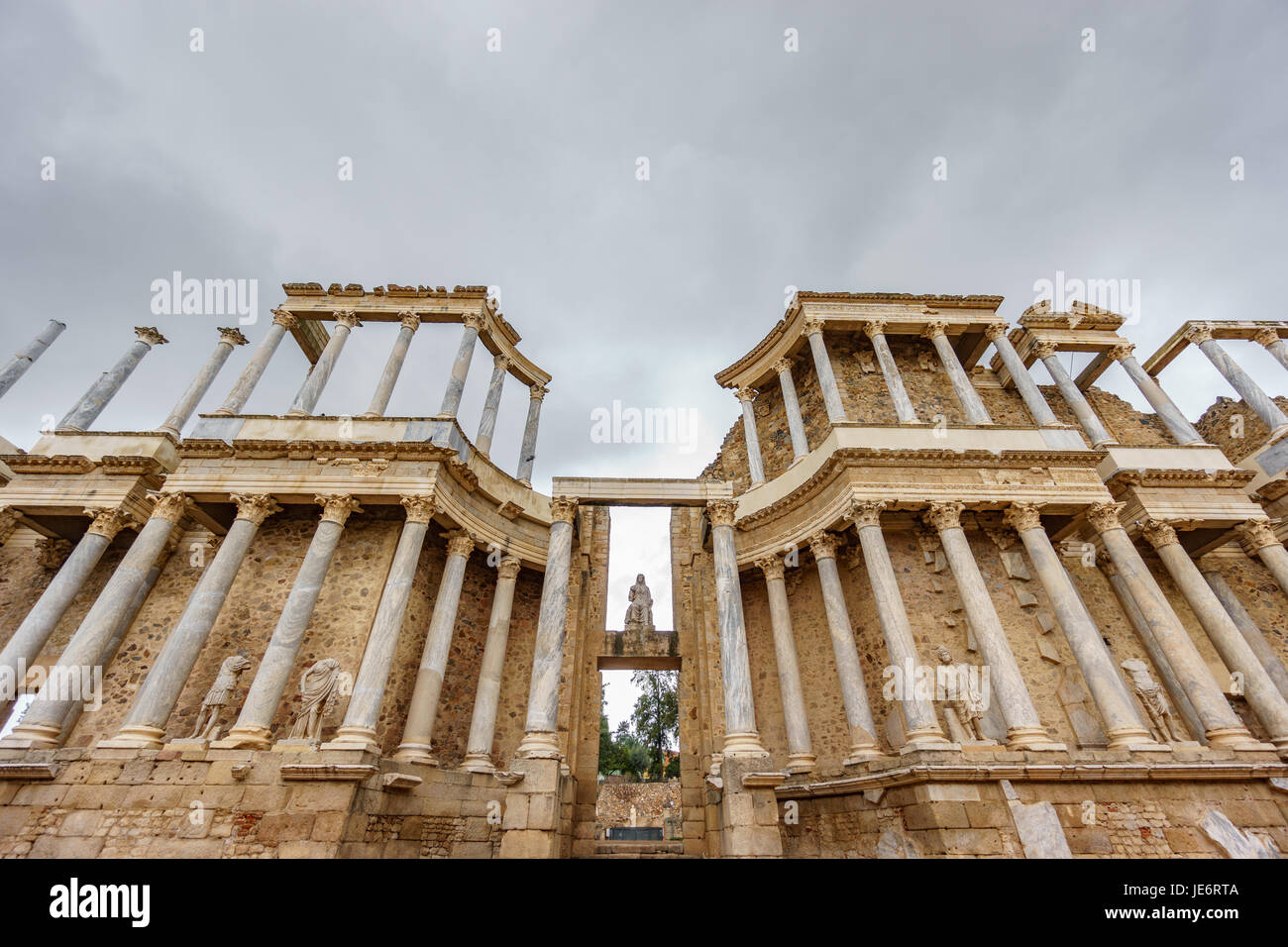 Il teatro romano boccascena di Merida, ultra ampio angolo di visualizzazione Foto Stock