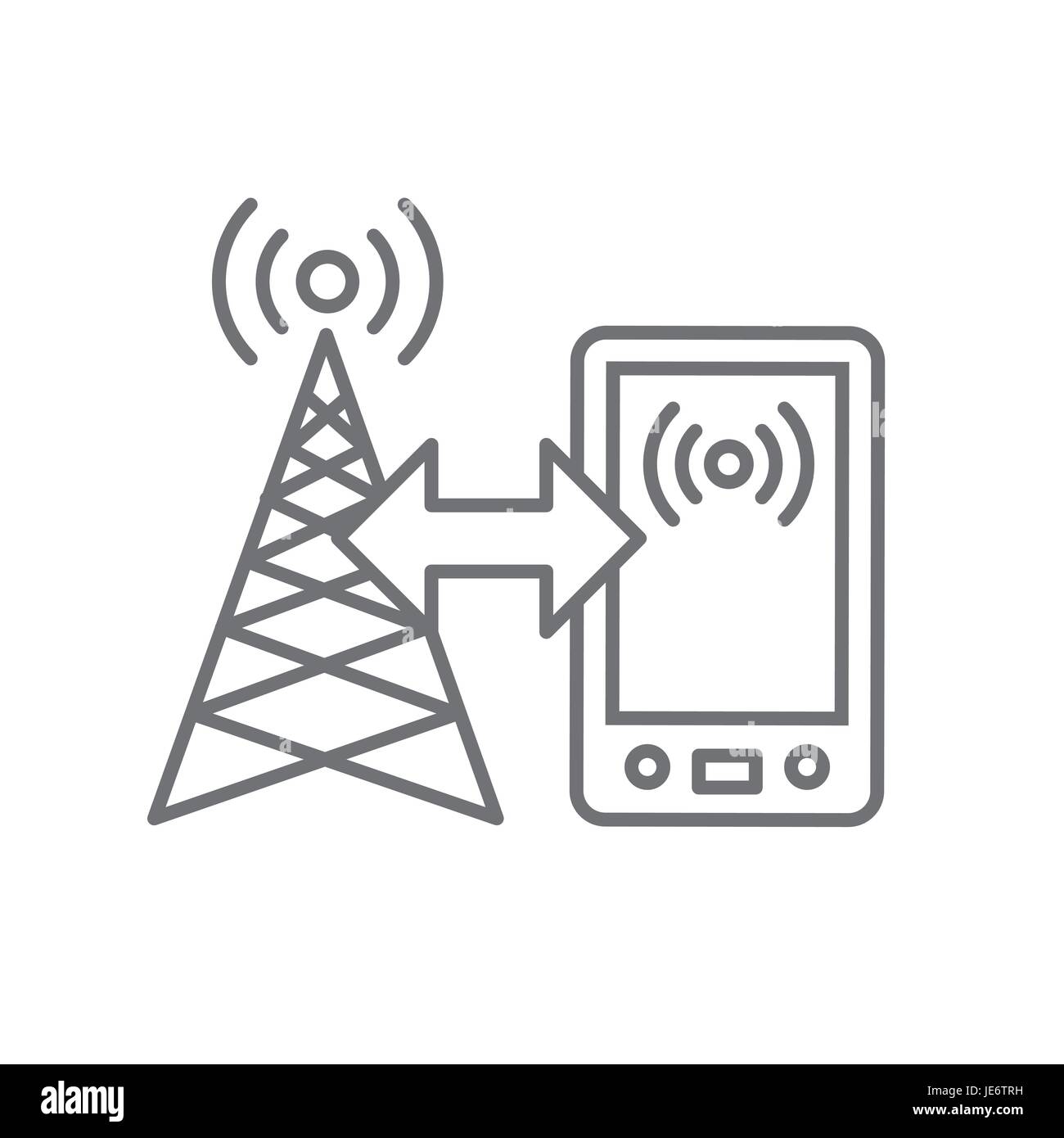 Torre cellulare icona w il ping di emettitori di onde di trasmissione Illustrazione Vettoriale