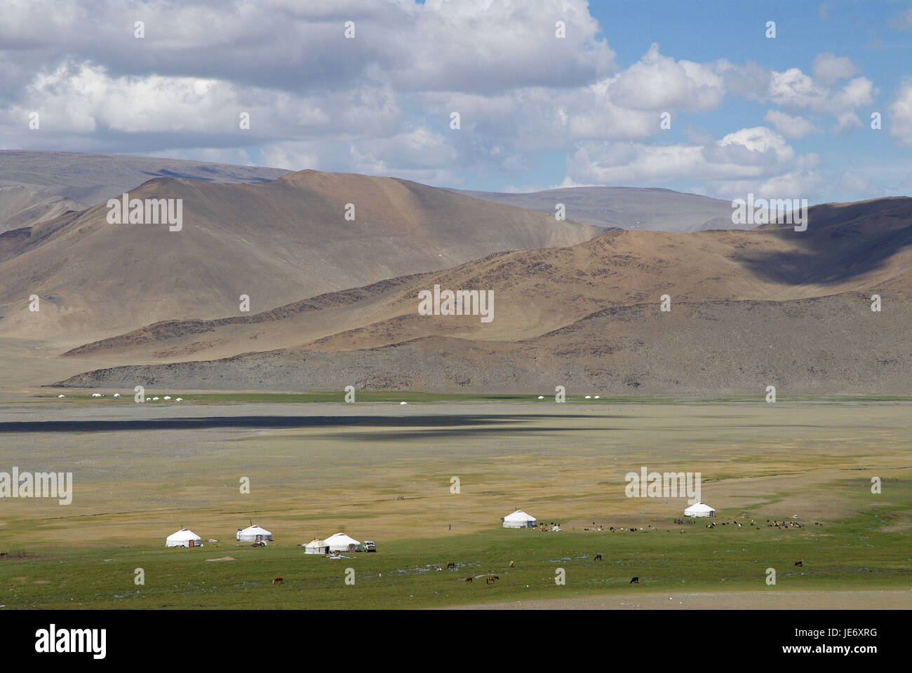 Mongolia, estrema provincia occidentale, Bayan Olgii provincia, Tsambagarav national park, Kasachen, nomad, supporto, Jurten, Foto Stock