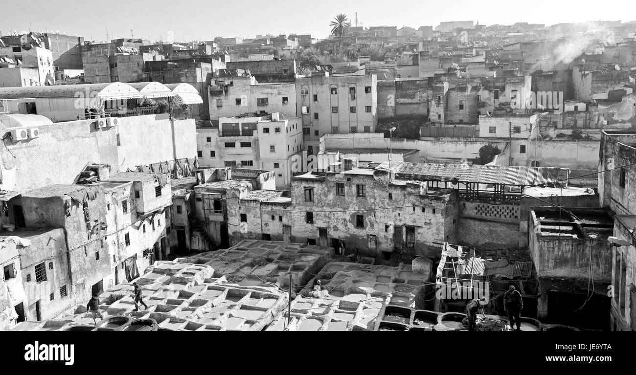 La sfocatura in Marocco l'antica Conceria vicino alla medina Foto Stock