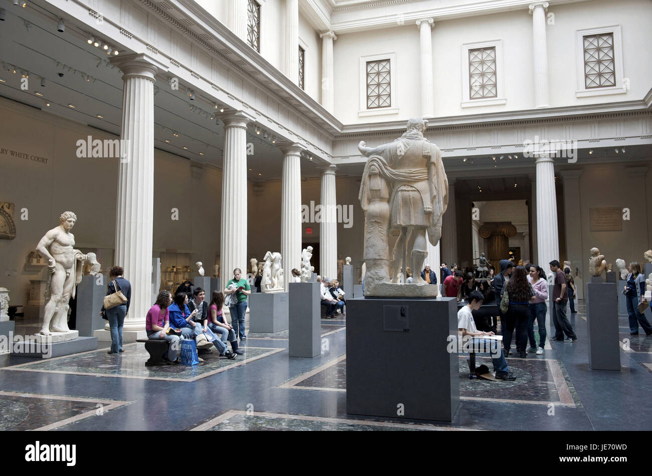 Stati Uniti, America, New York, Manhattan East Side, Metropolitan Museum of Art, sculture e visitatori, Foto Stock