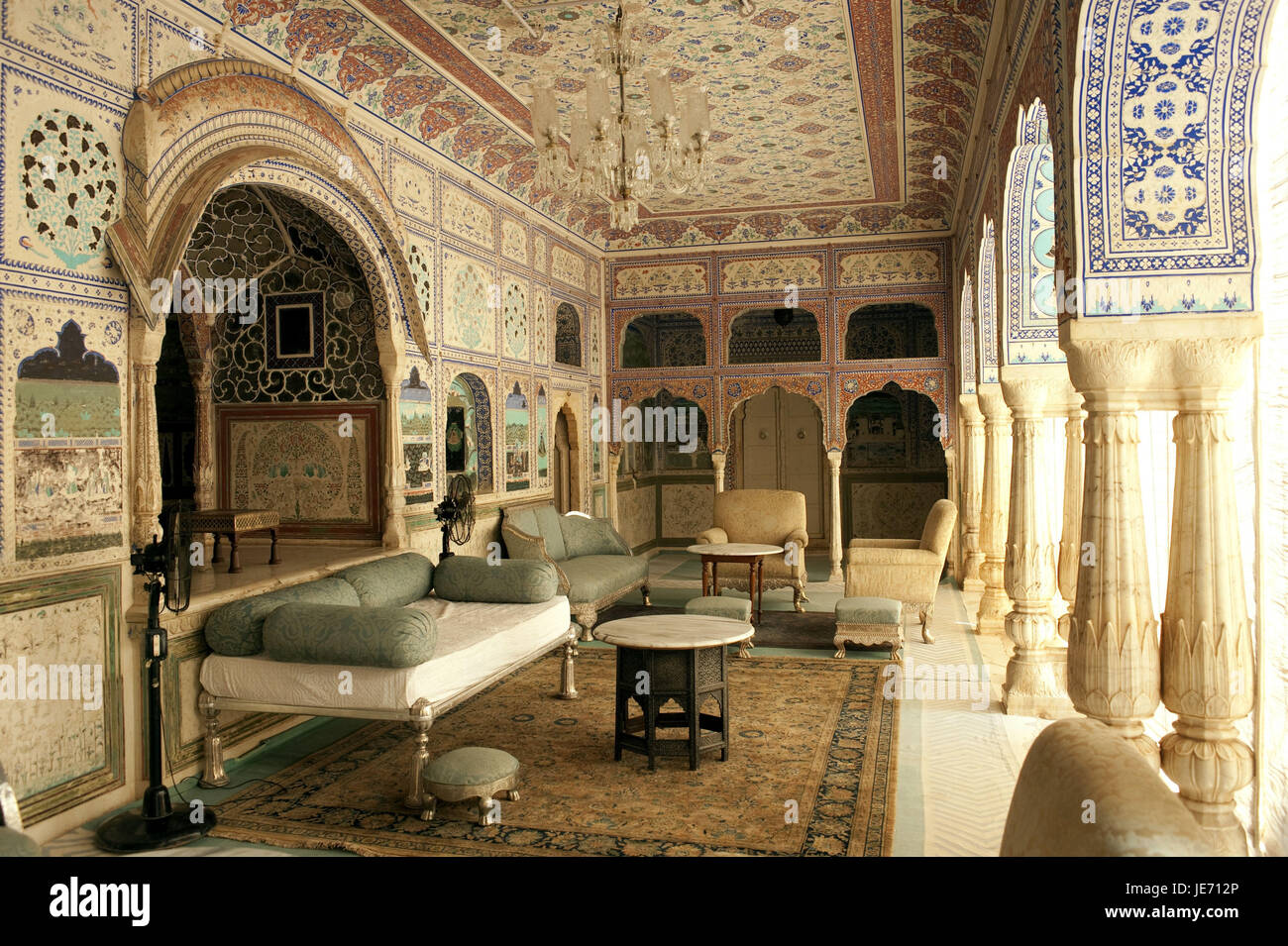 India Rajasthan, Samode Palace, nobile lounge, Foto Stock