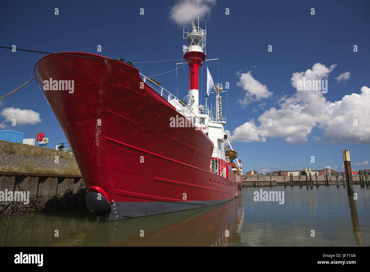Germania, Bassa Sassonia, Est Frisians Borkum, lightship Borkumriff nel porto, Foto Stock