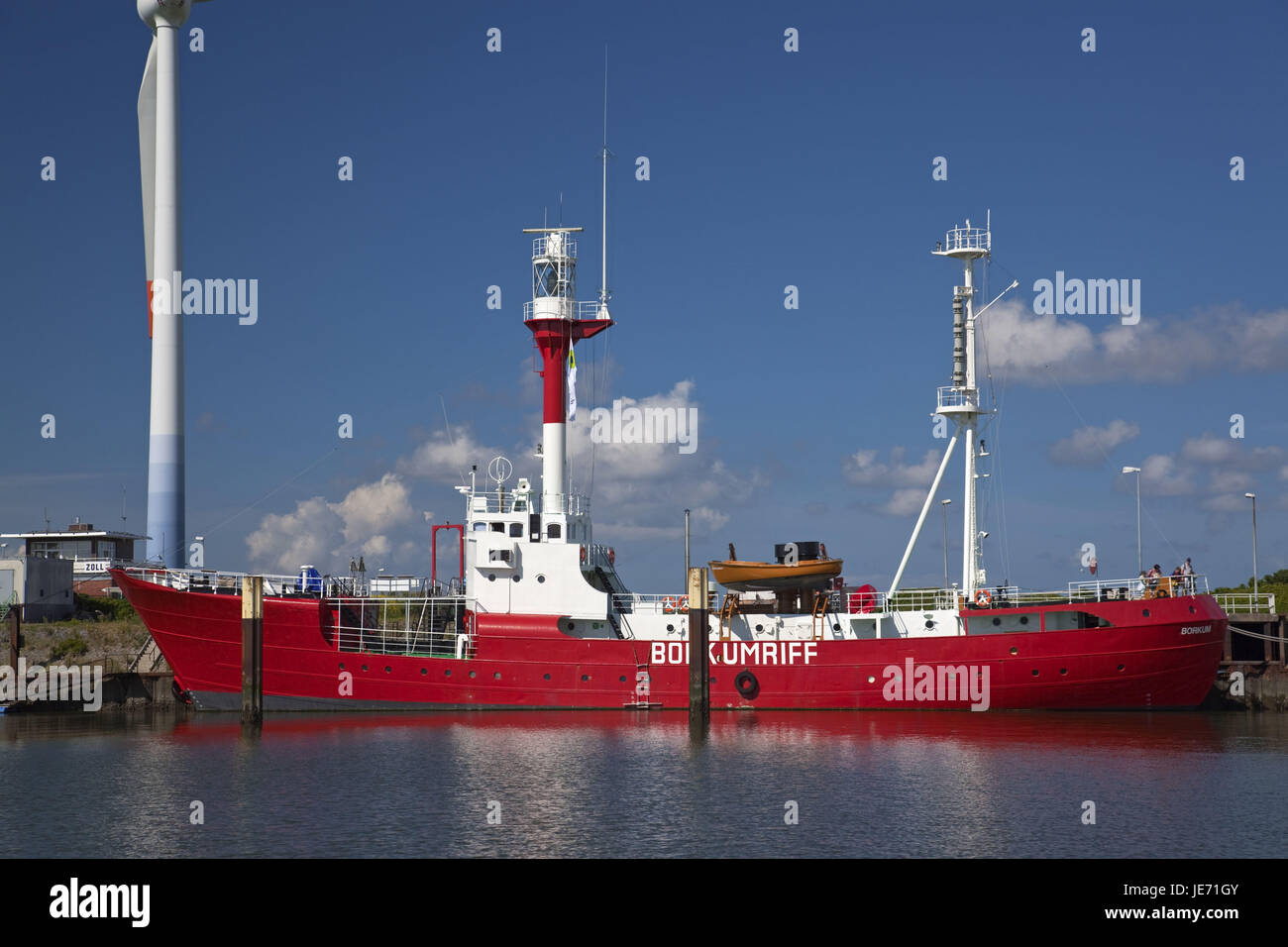 Germania, Bassa Sassonia, Est Frisians Borkum, lightship Borkumriff nel porto, Foto Stock