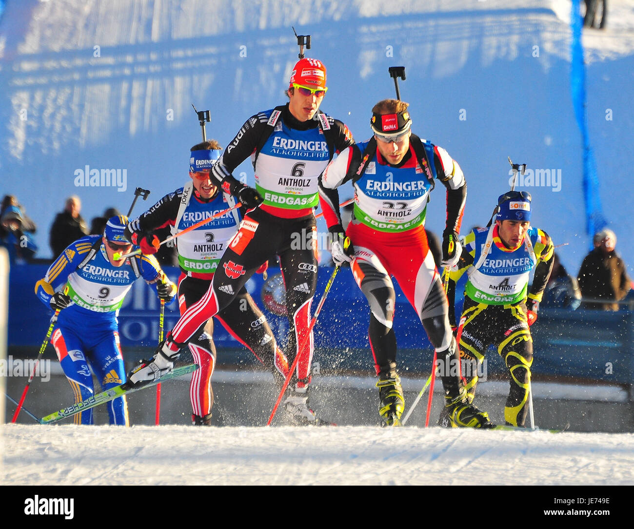Sport invernali, biathlon, Coppa del Mondo di Anterselva, atleta, passaggio, Foto Stock
