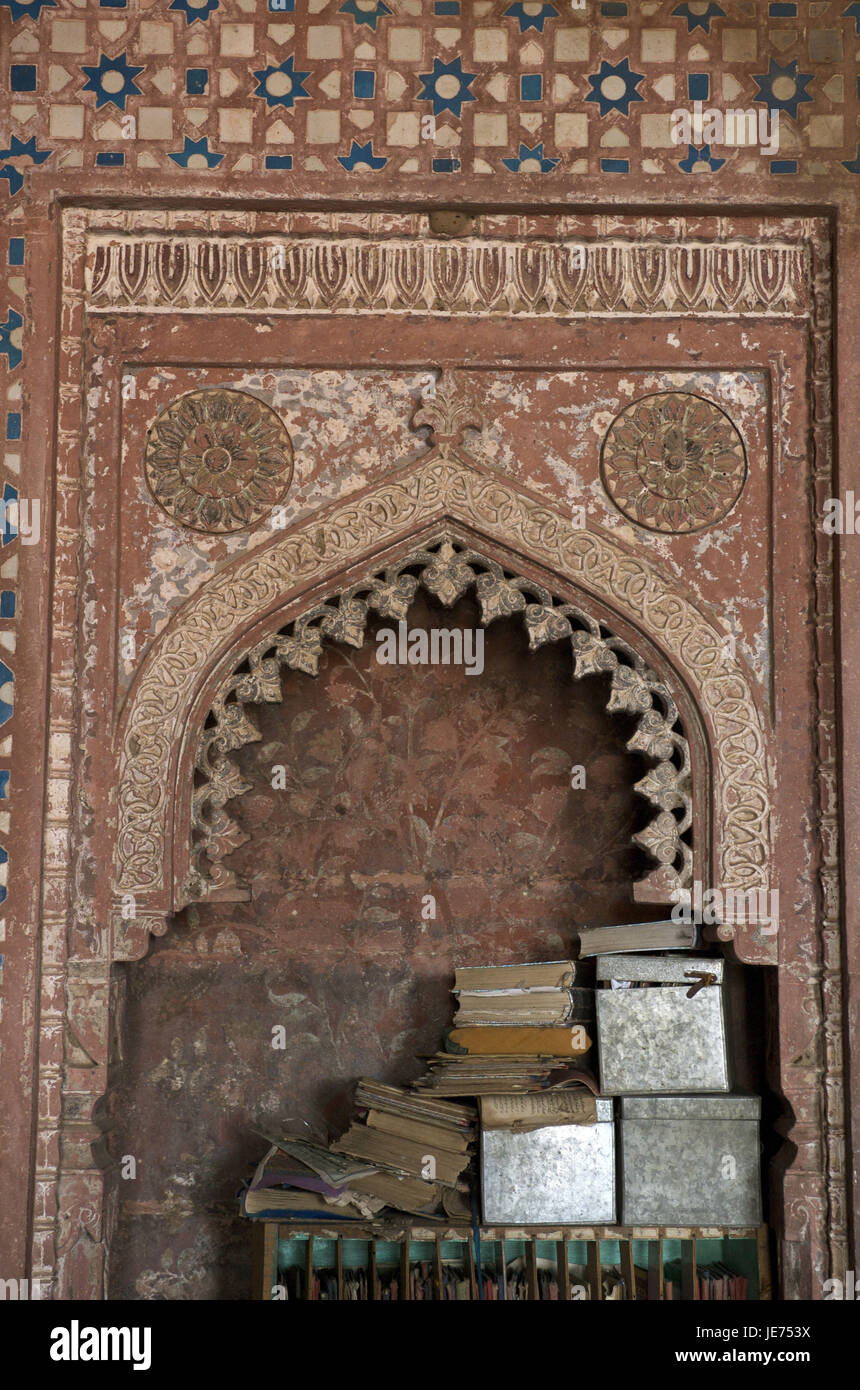 India, Uttar Pradesh, Fatehpur Sikri, Jama Masjid, la grande moschea, libri, appunti, Foto Stock