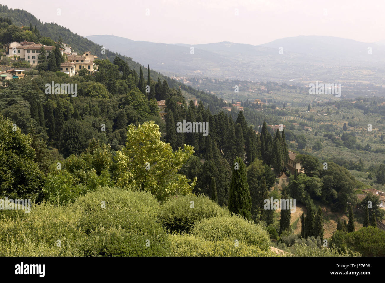 L'Italia, Toscana, regione Firenze, vista sul paesaggio collinare e Fiesole, Foto Stock