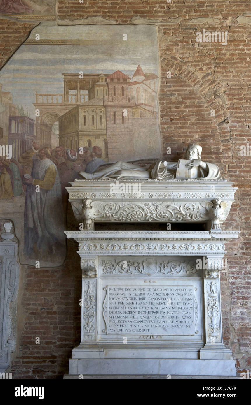 L'Italia, Toscana, Pisa, cimitero sulla Piazza del Duomo, tomba, pittura murale, Foto Stock