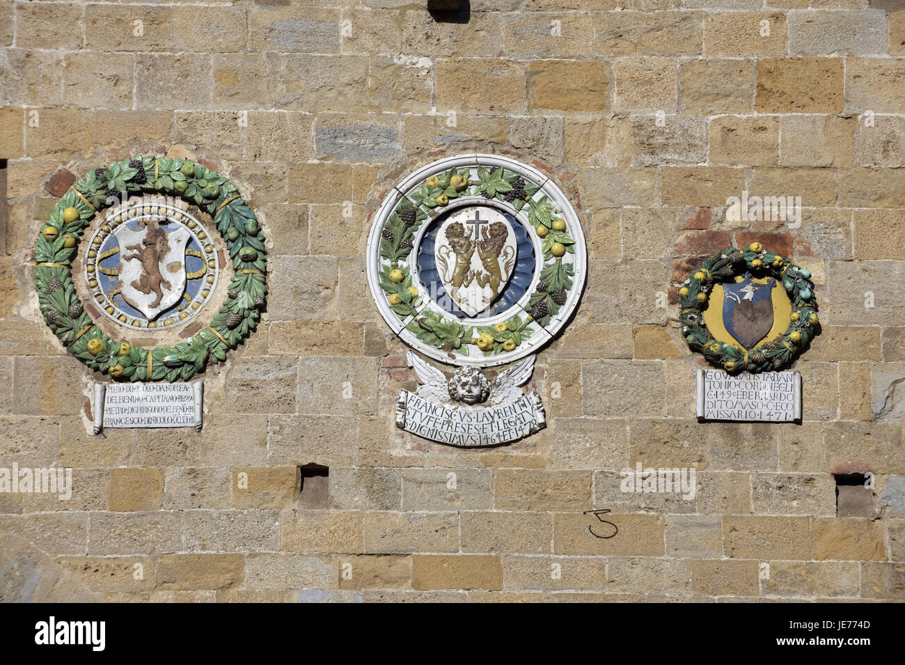 L'Italia, Toscana, Val di Cecina Volterra, stemma nel palazzo dei Priori, Foto Stock