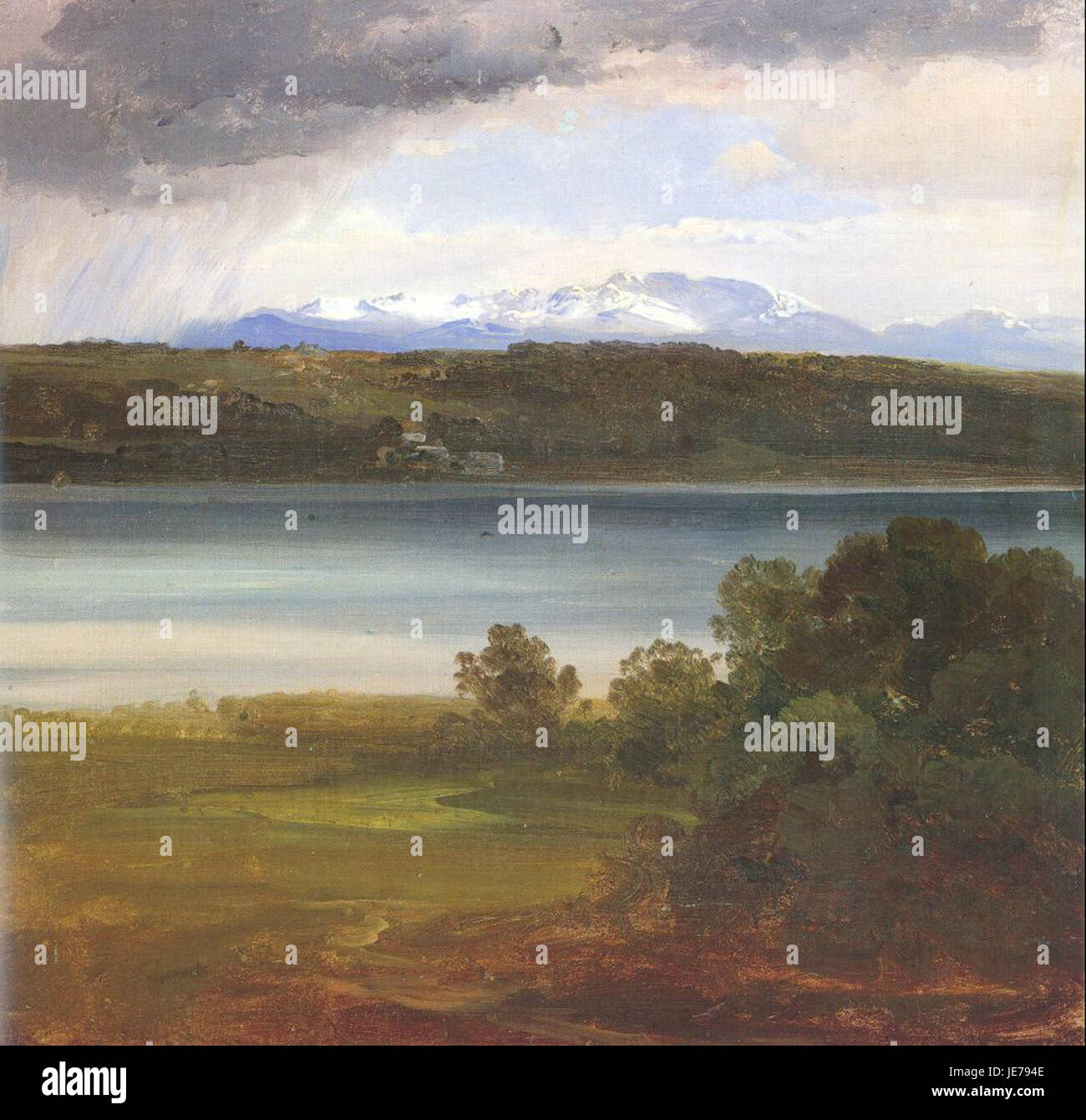 Christian Morgenstern era un poeta e scrittore tedesco, ma questa voce può riferirsi a un'opera visiva o a una descrizione intitolata "View across Lake Starnberg to the Benedikte", incentrata sulla bellezza scenica del lago Starnberg in Baviera, Germania. Foto Stock