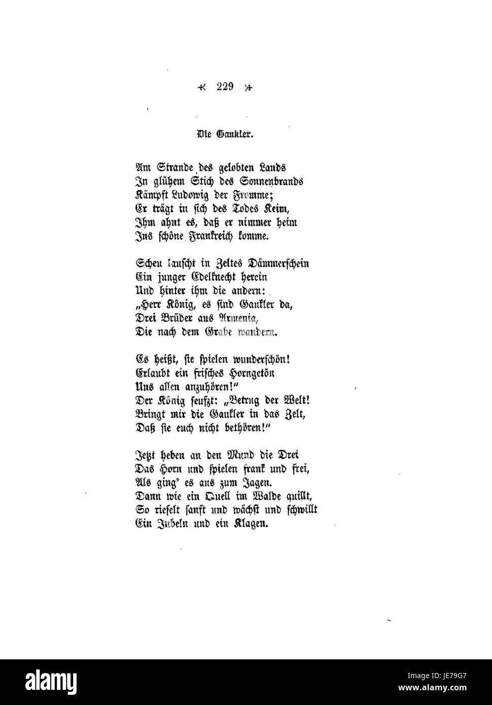 Pagina 229 da 'Gedichte' di Conrad Ferdinand Meyer, con una delle sue poesie. Foto Stock