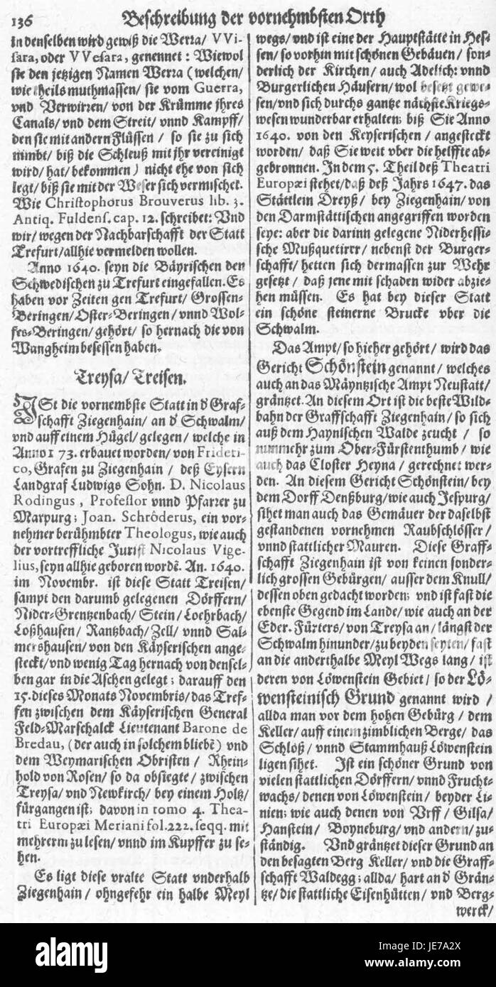 "De Merian Hassiae 198" è una mappa o una rappresentazione dell'atlante storico d'Assia, Germania, creata dall'artista e incisore svizzero Matthäus Merian. La mappa fornisce una vista dettagliata della regione durante il XVII secolo. Foto Stock