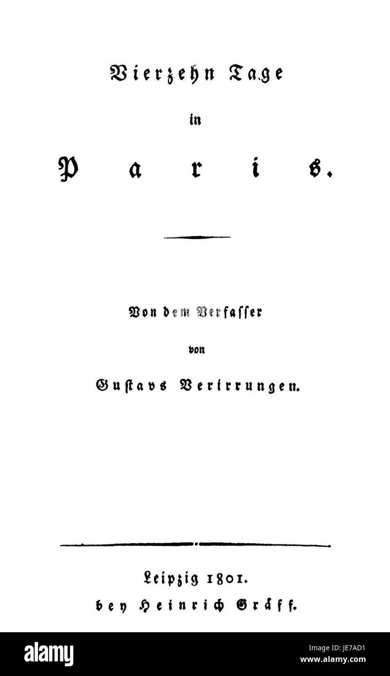 Questo testo, "De 14 Tage in Paris", è un'opera letteraria di Fischer CA. Descrive un'esperienza personale o di viaggio nell'arco di 14 giorni a Parigi, probabilmente esplorando osservazioni culturali, storiche o personali della città. Foto Stock
