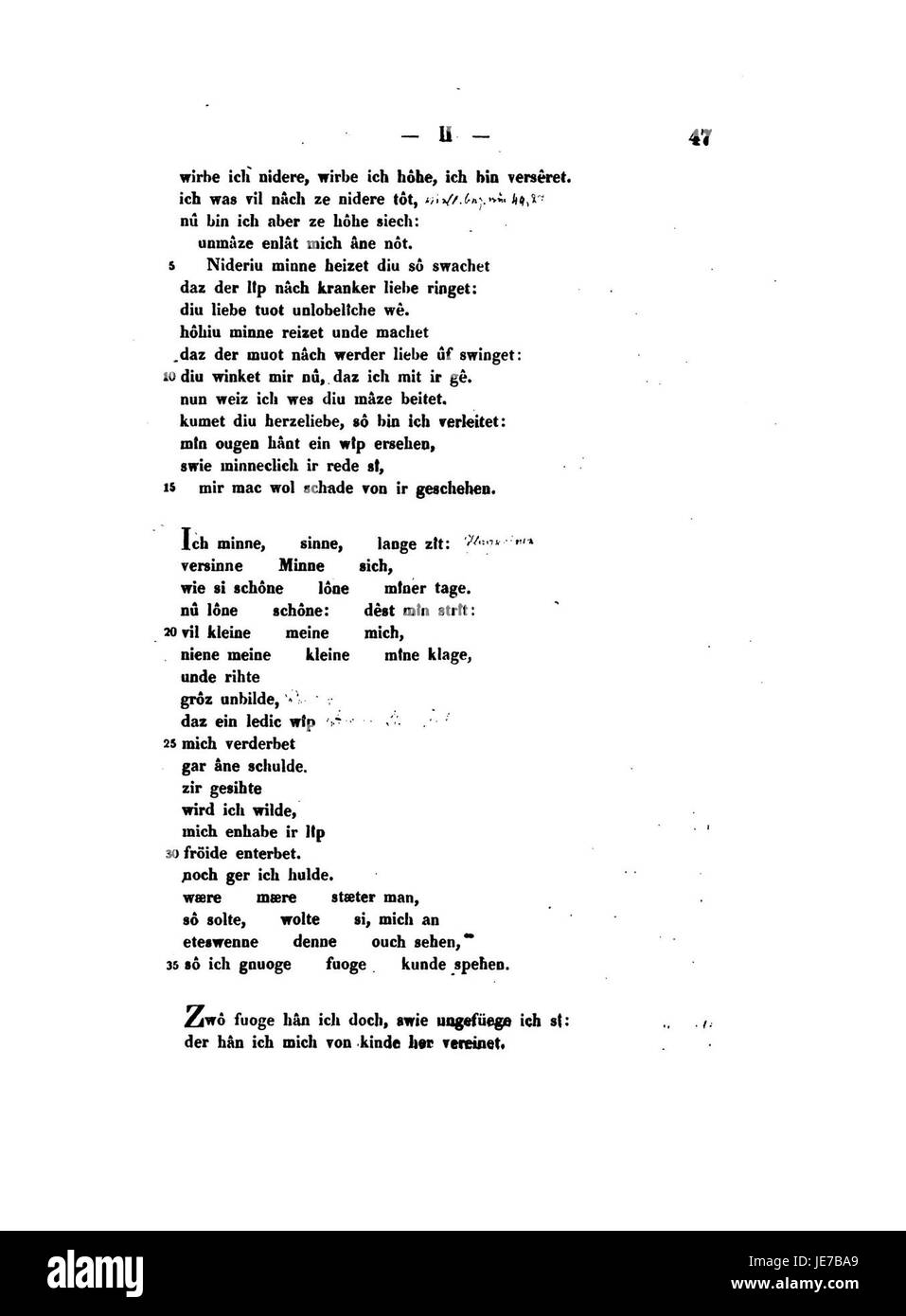"Die Gedichte Walthers von der Vogelweide" è una raccolta di poesie medievali del poeta tedesco Walther von der Vogelweide. Noto per la sua bellezza lirica e l'esplorazione dell'amore, della natura e dei temi cavallereschi, il suo lavoro occupa un posto significativo nella tradizione letteraria tedesca. Foto Stock